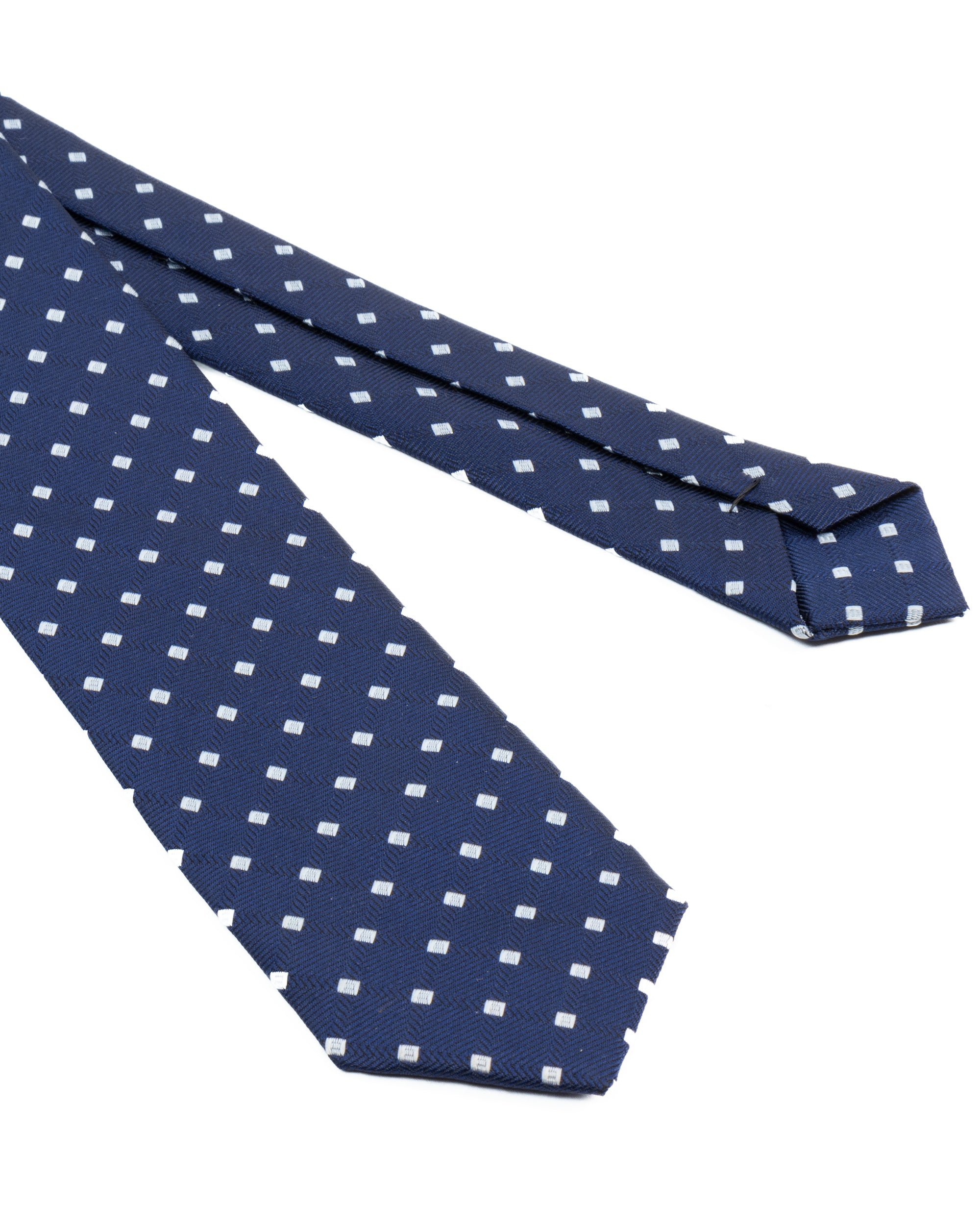 Cravatta uomo unisex slim in seta con micro quadrati jacquard pois a rilievo blu GIOSAL-CP1176A