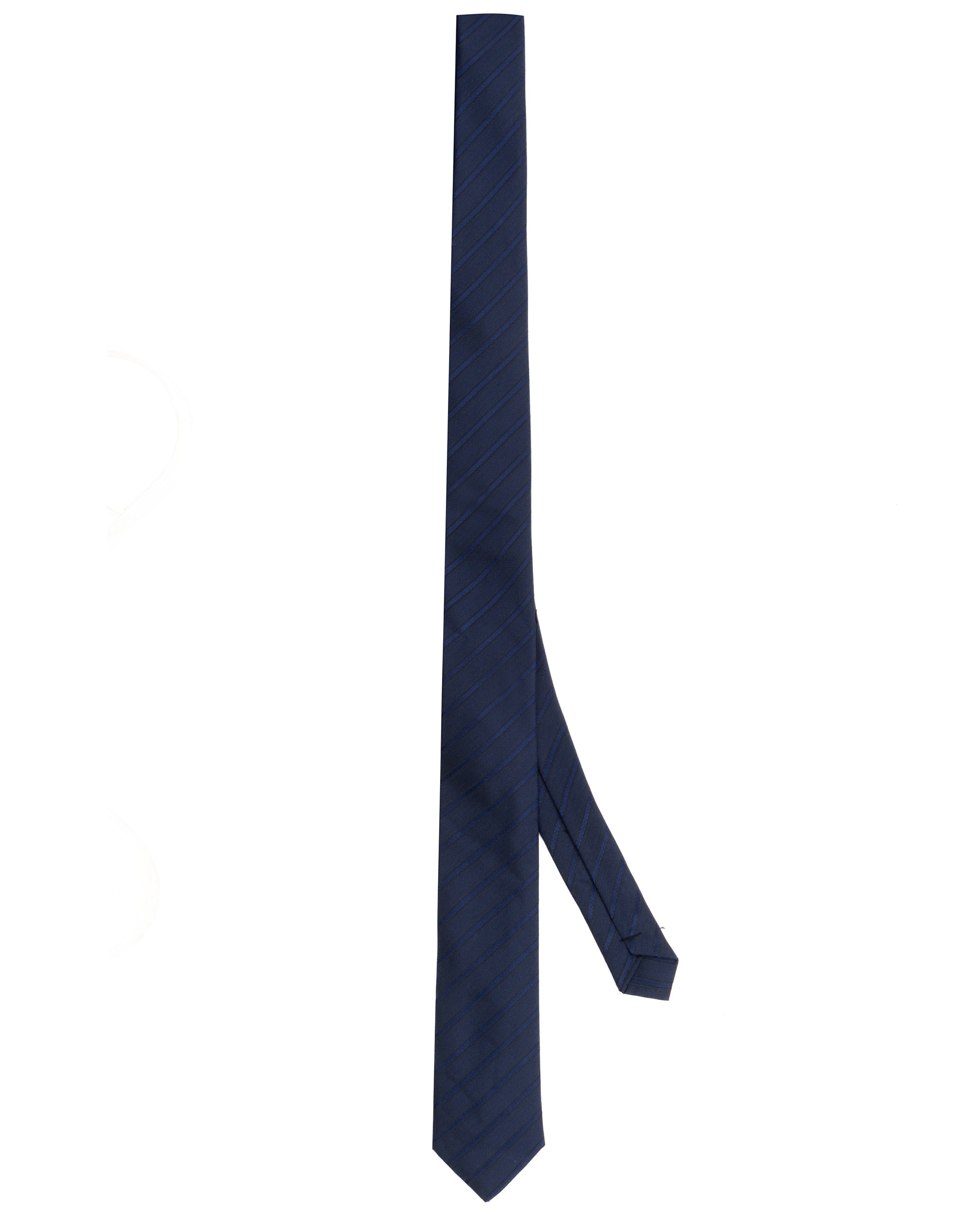 Cravattino uomo unisex cravatta slim in seta con righe diagonali jacquard blu GIOSAL-CP1177A