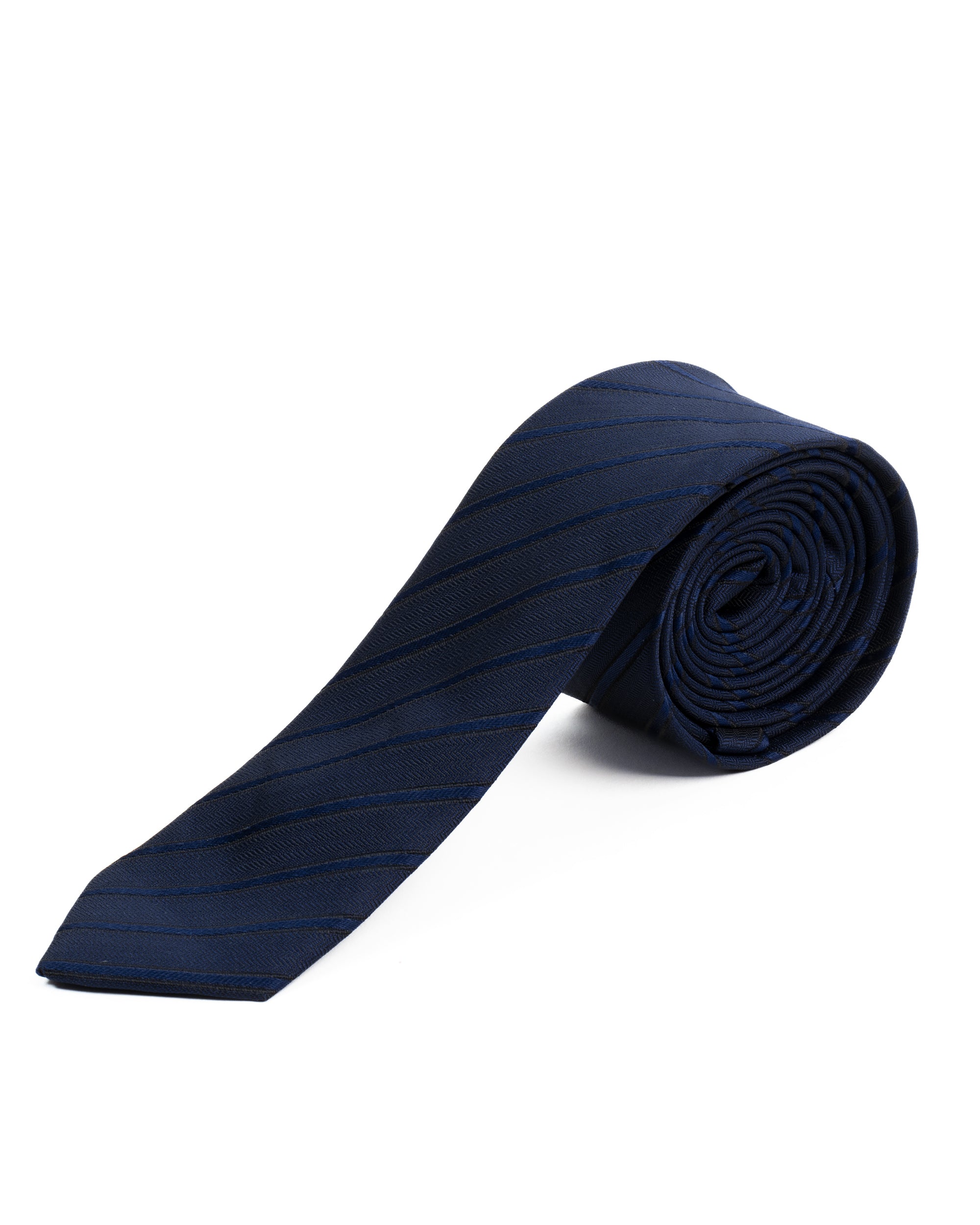 Cravattino uomo unisex cravatta slim in seta con righe diagonali jacquard blu GIOSAL-CP1177A