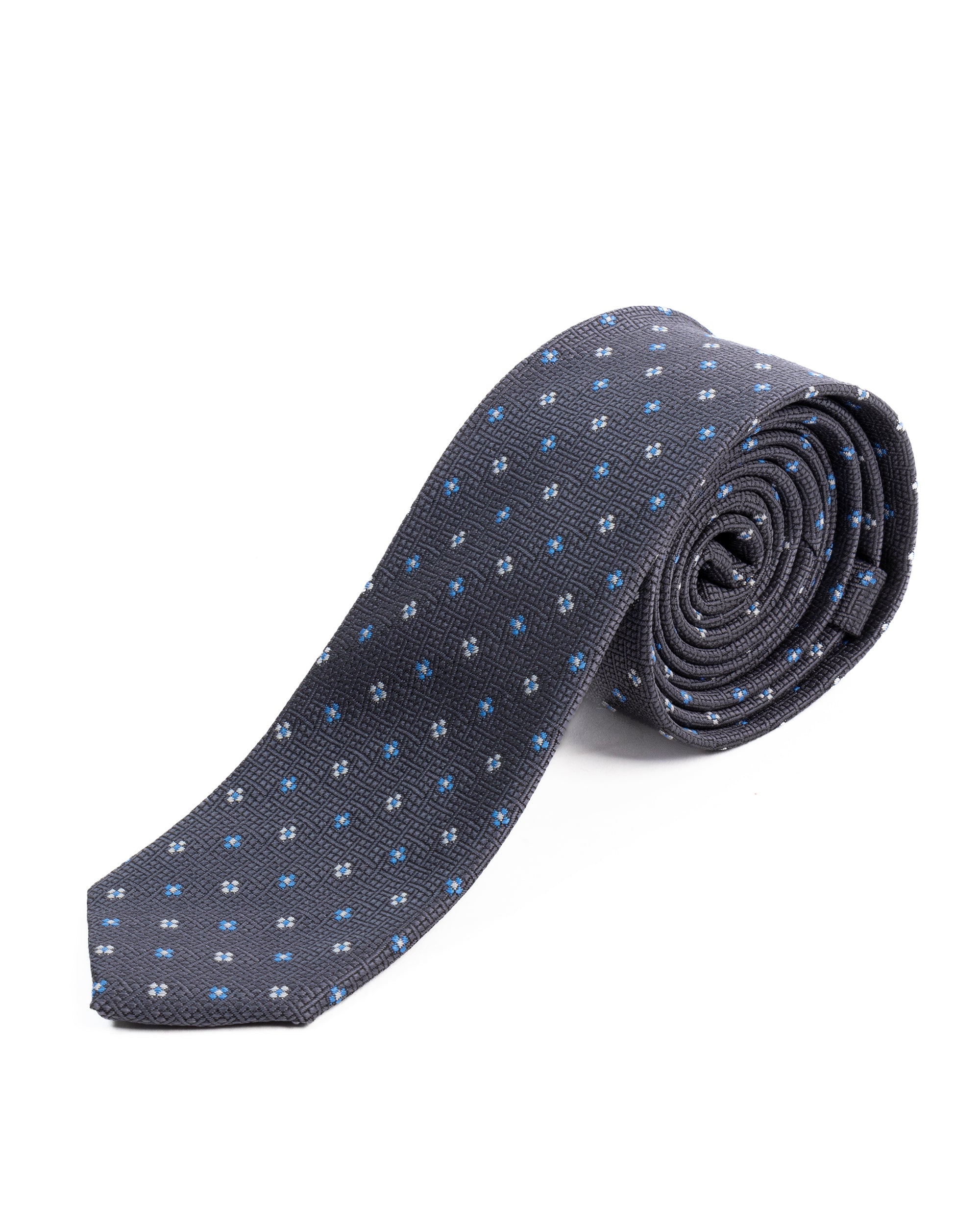 Cravattino uomo unisex cravatta slim in seta con micro fiori jacquard bicolore blu notte GIOSAL-CP1178A