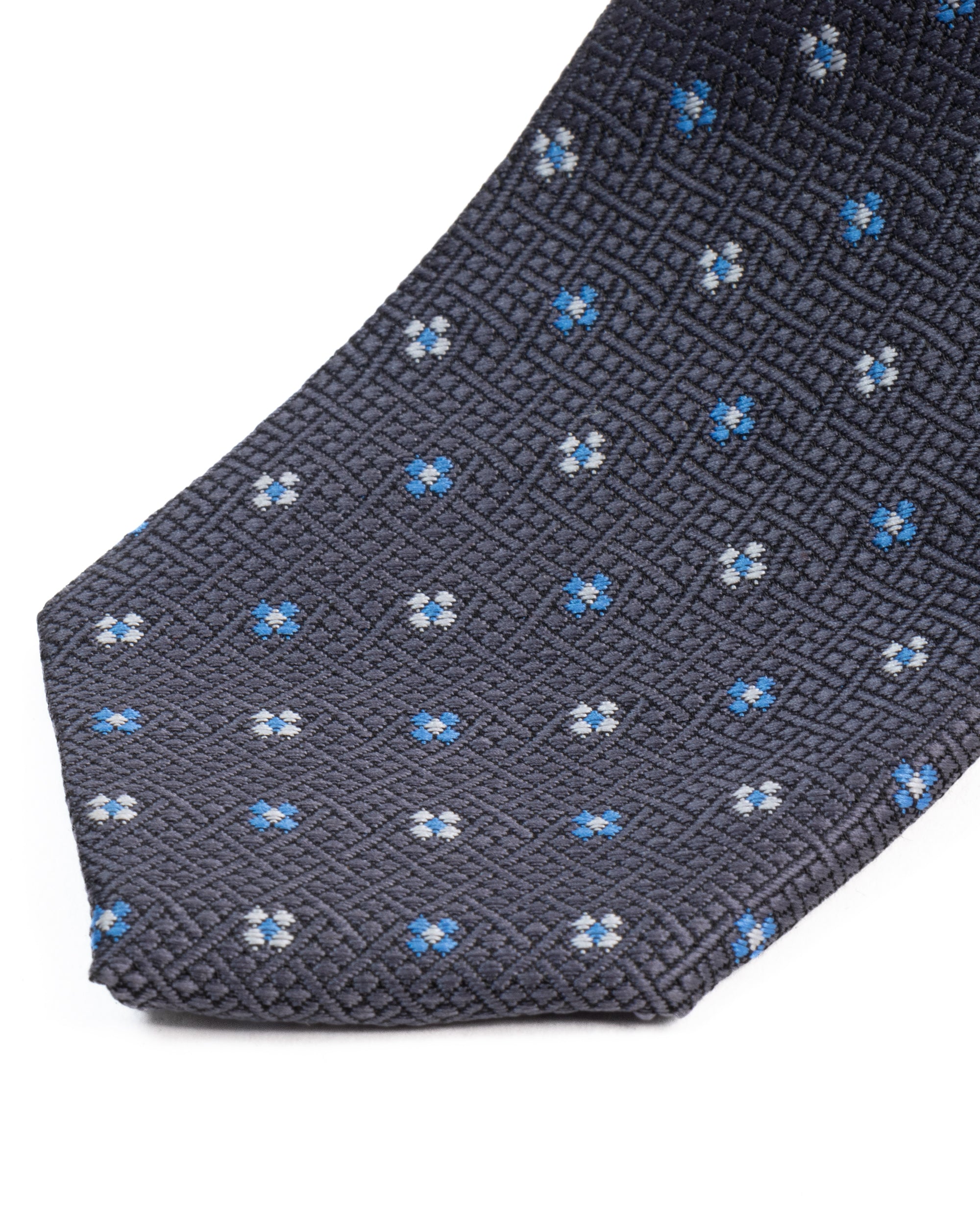 Cravattino uomo unisex cravatta slim in seta con micro fiori jacquard bicolore blu notte GIOSAL-CP1178A