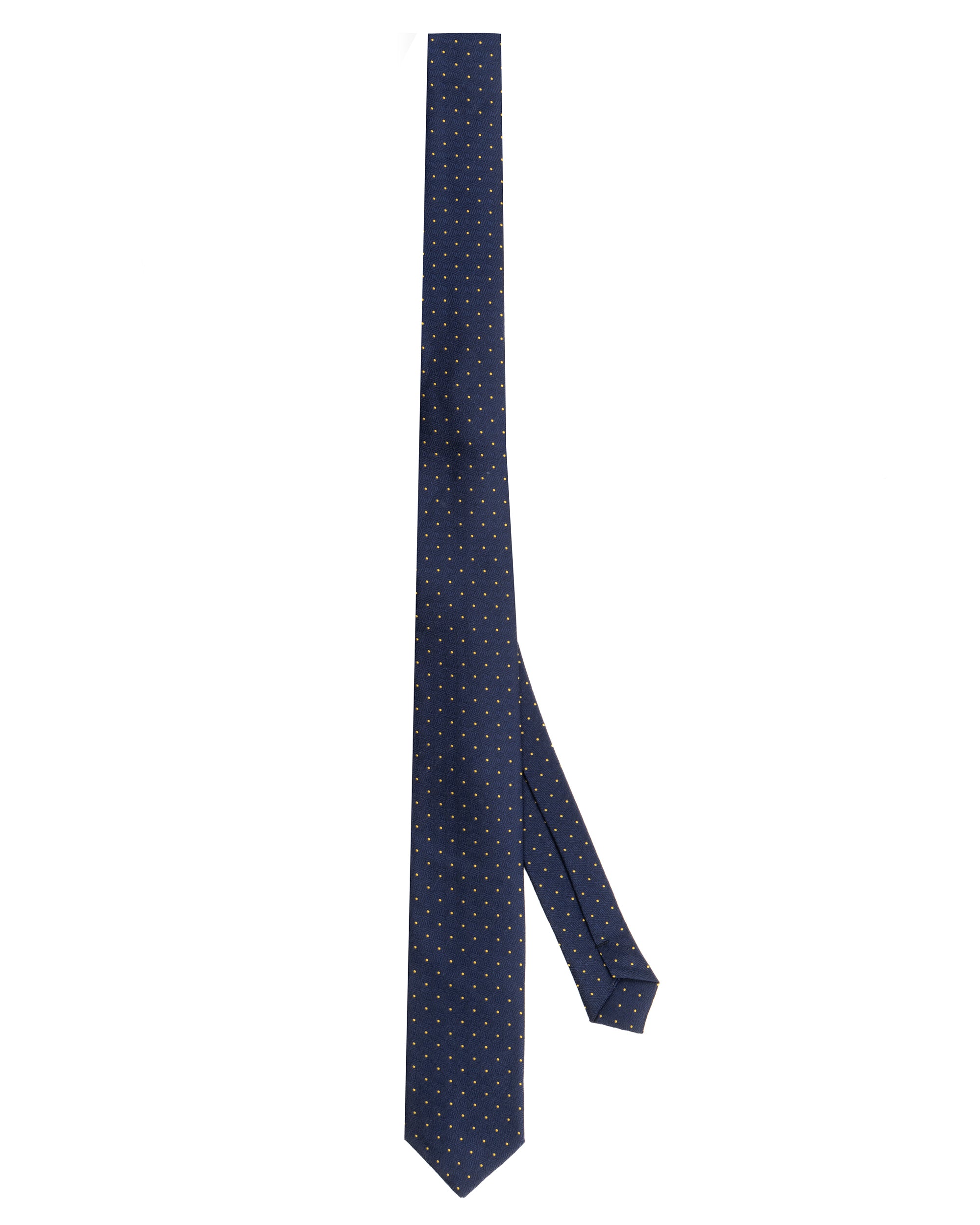 Cravattino uomo unisex cravatta slim in seta con micro pois a contrasto jacquard blu notte GIOSAL-CP1179A