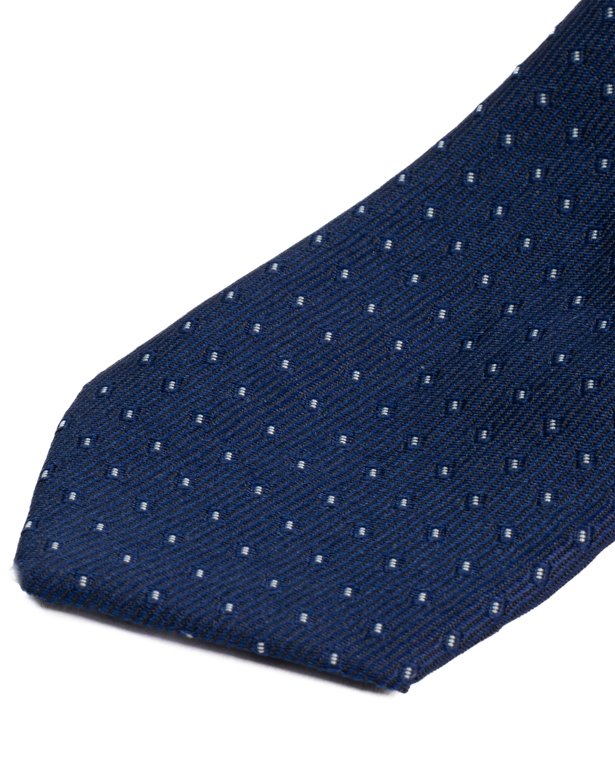 Cravattino uomo unisex cravatta slim in seta con micro pois doppio a contrasto jacquard diagonale blu notte GIOSAL-CP1180A