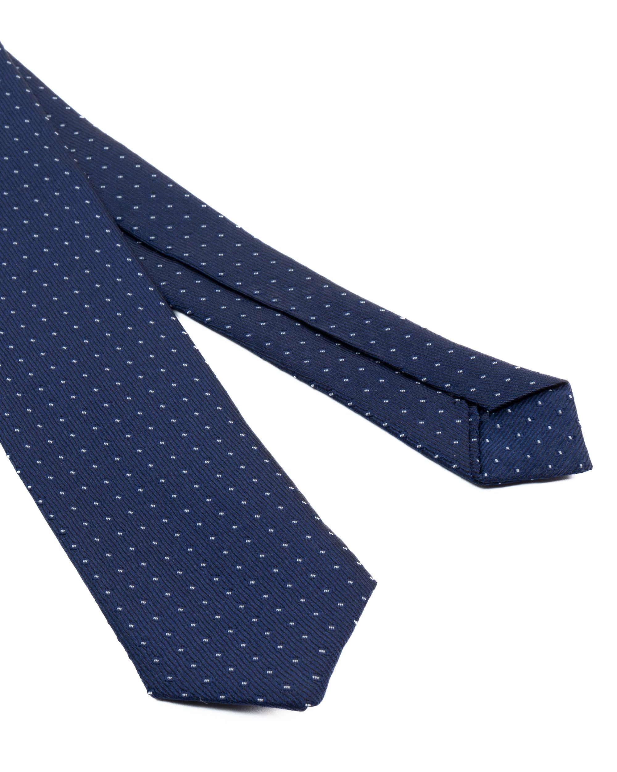 Cravattino uomo unisex cravatta slim in seta con micro pois doppio a contrasto jacquard diagonale blu notte GIOSAL-CP1180A