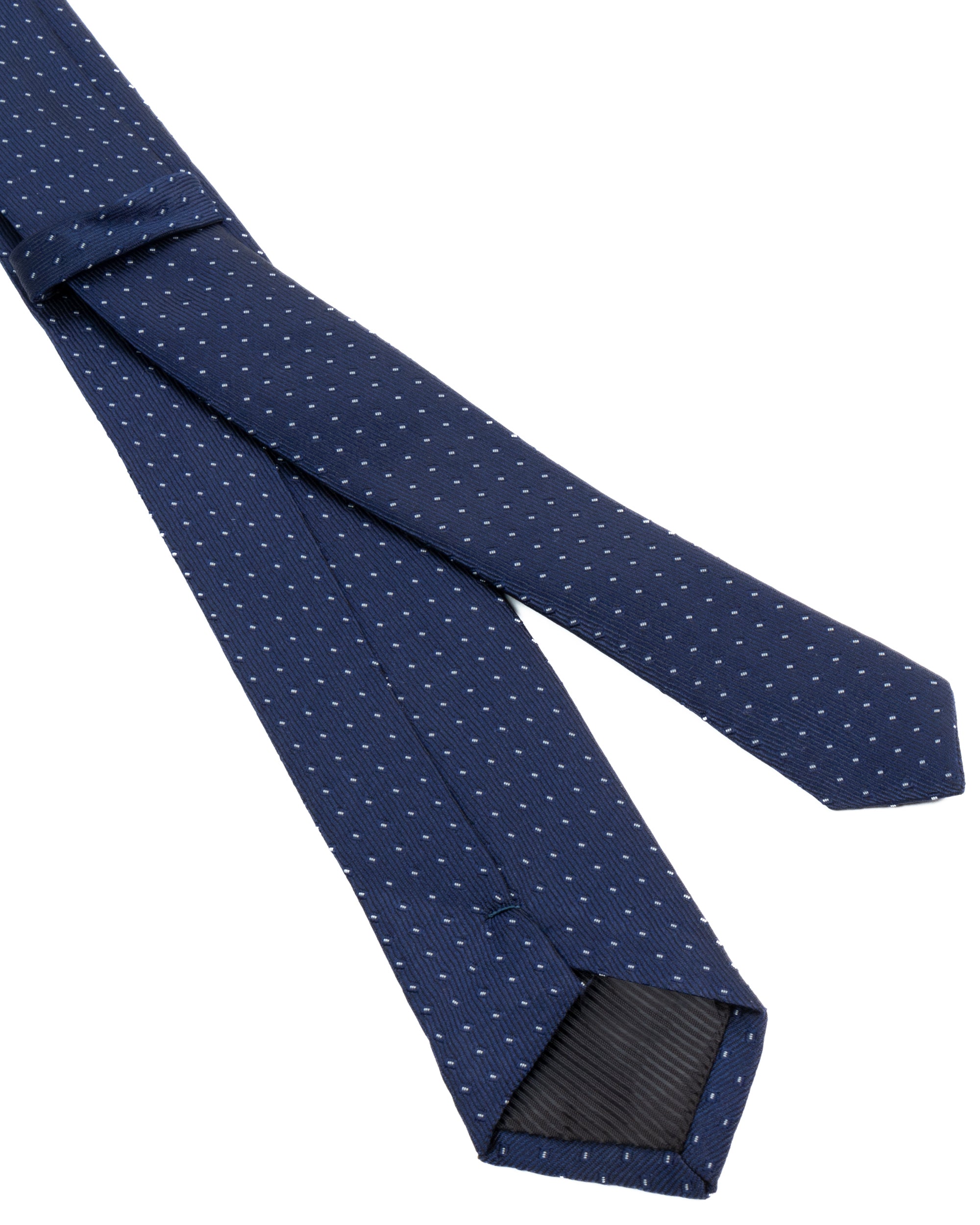 Cravattino uomo unisex cravatta slim in seta con micro pois doppio a contrasto jacquard diagonale blu notte GIOSAL-CP1180A