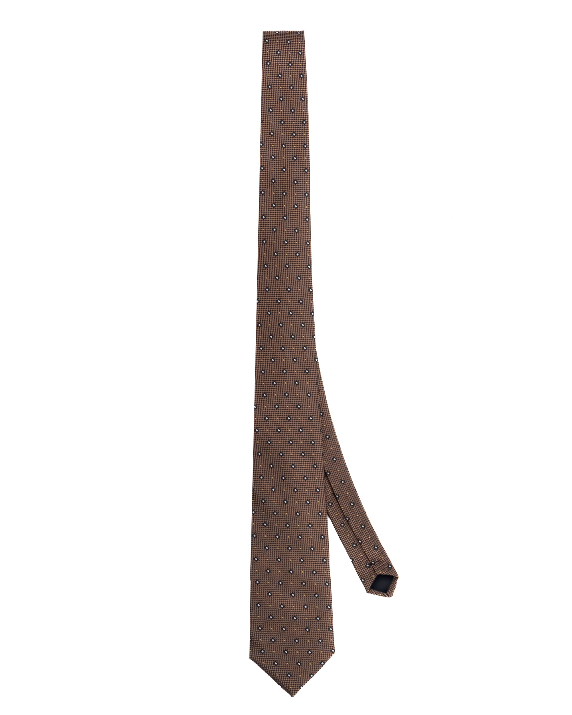 Cravatta uomo unisex in seta con micro quadrati jacquard bicolore marrone caffè GIOSAL-CP1182A