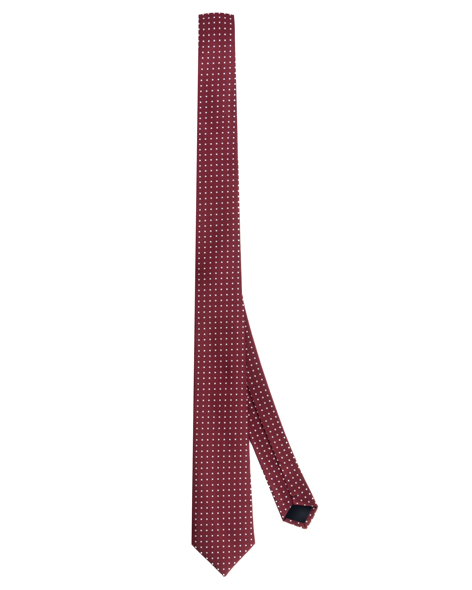 Cravatta uomo unisex slim in seta con pois medio a contrasto bordeaux GIOSAL-CP1185A