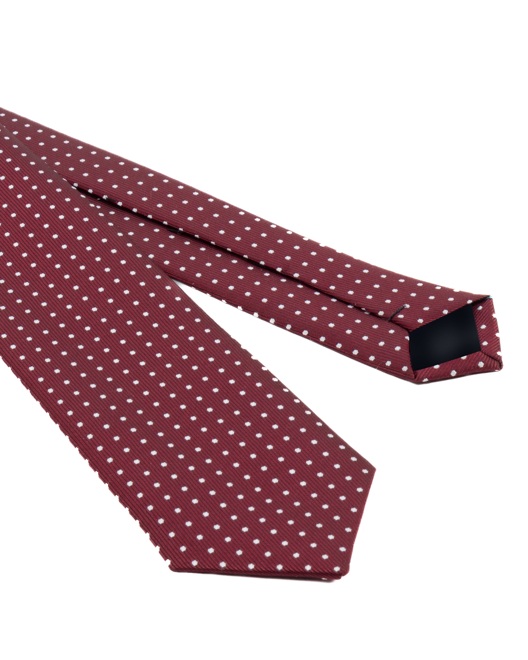 Cravatta uomo unisex slim in seta con pois medio a contrasto bordeaux GIOSAL-CP1185A