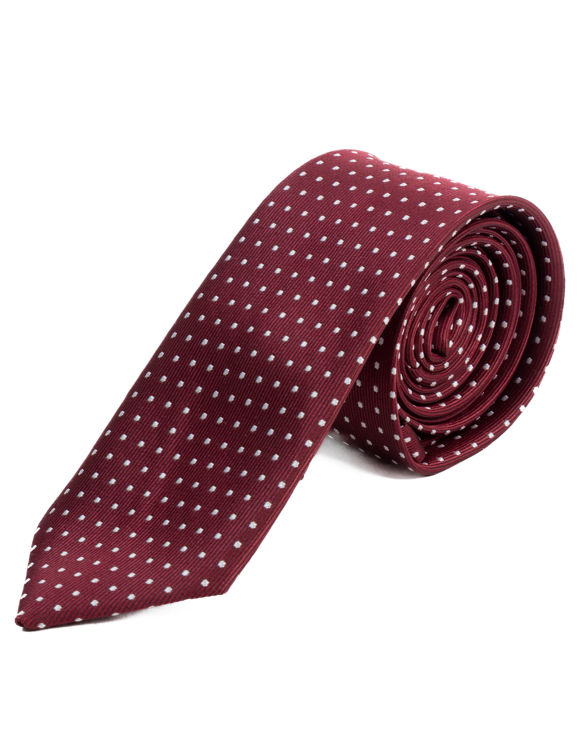 Cravatta uomo unisex slim in seta con pois medio a contrasto bordeaux GIOSAL-CP1185A