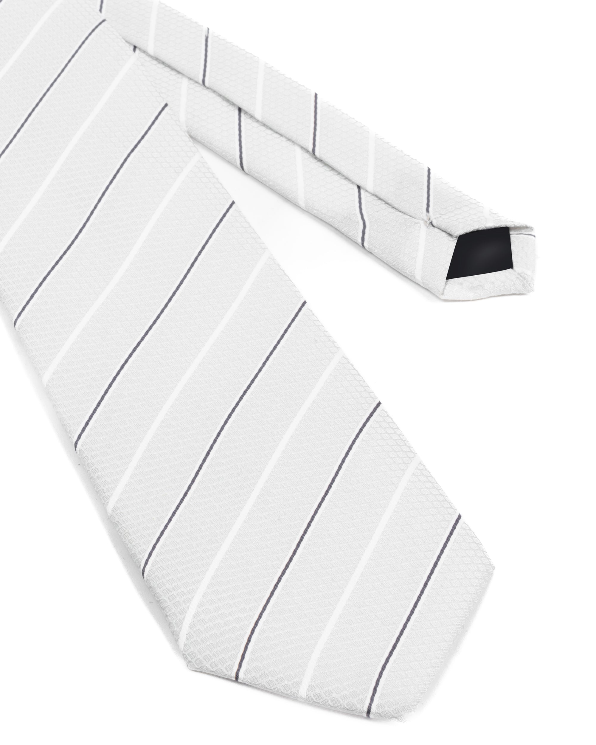 Cravatta uomo unisex slim in seta con riga sottile a contrasto micro quadrati bianco GIOSAL-CP1186A