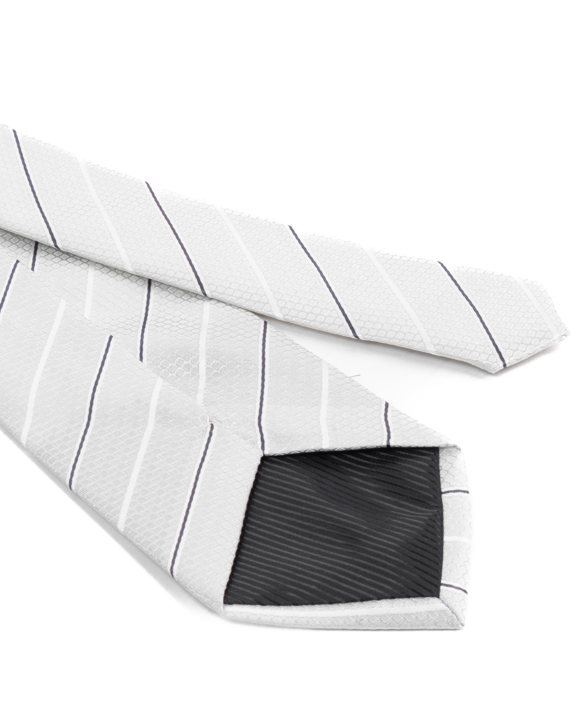 Cravatta uomo unisex slim in seta con riga sottile a contrasto micro quadrati bianco GIOSAL-CP1186A