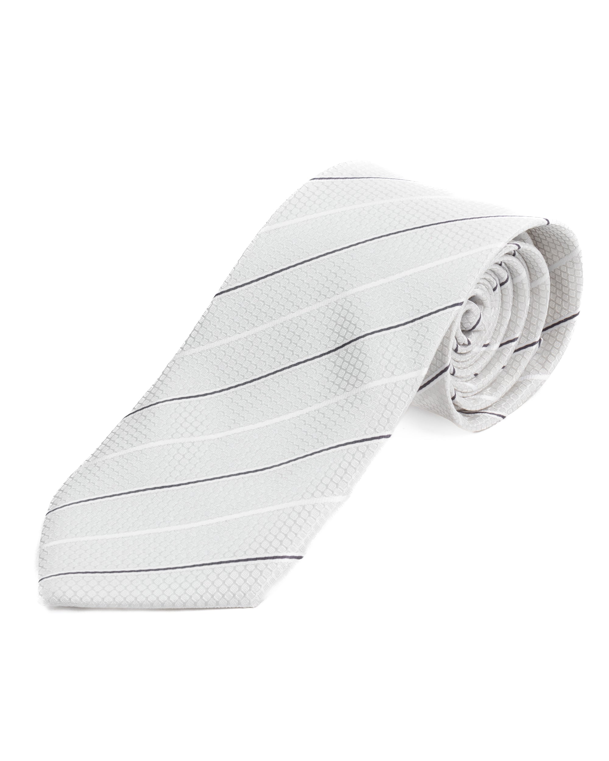 Cravatta uomo unisex slim in seta con riga sottile a contrasto micro quadrati bianco GIOSAL-CP1186A