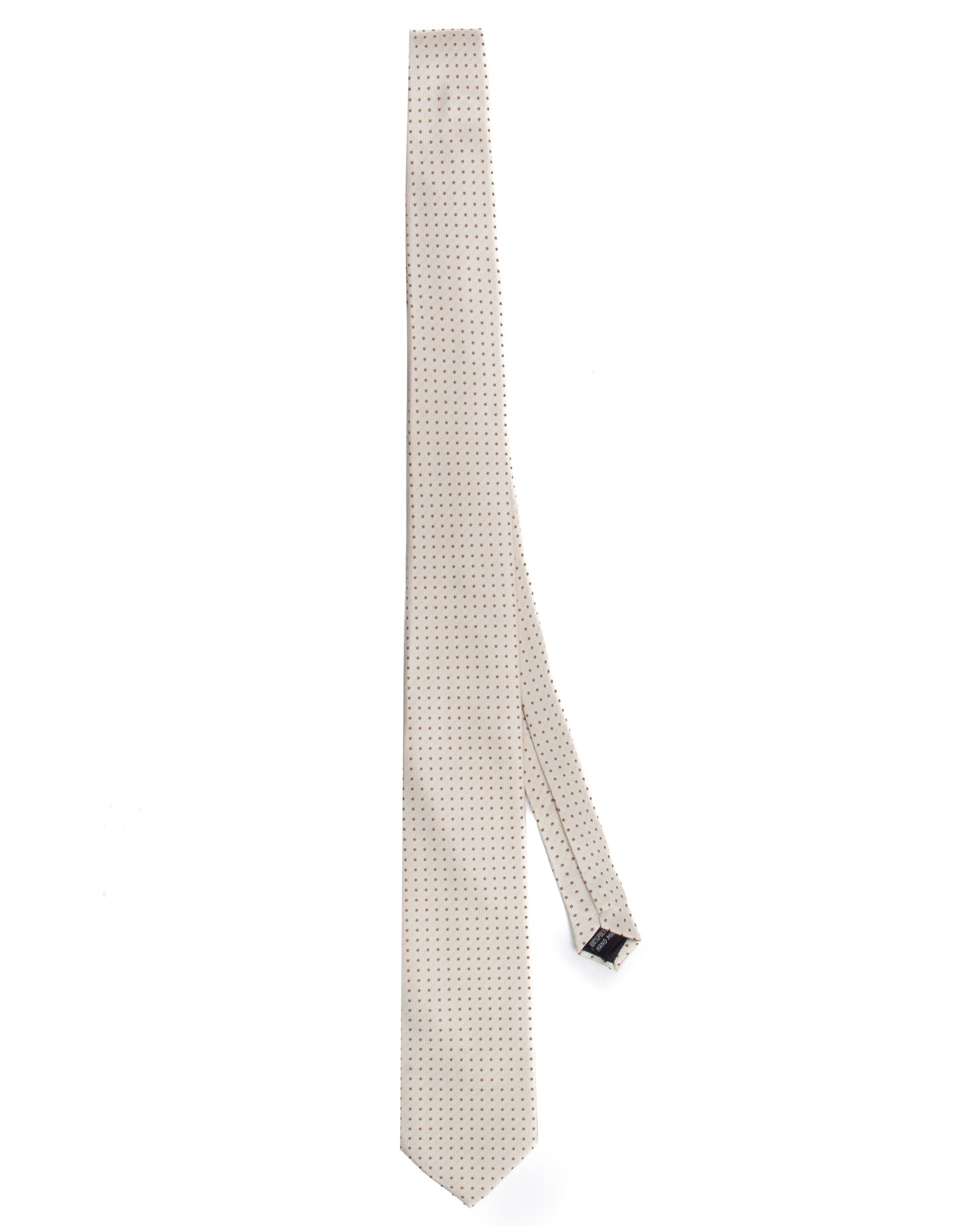 Cravatta uomo unisex slim in seta con micro pois a contrasto trama twill panna GIOSAL-CP1187A