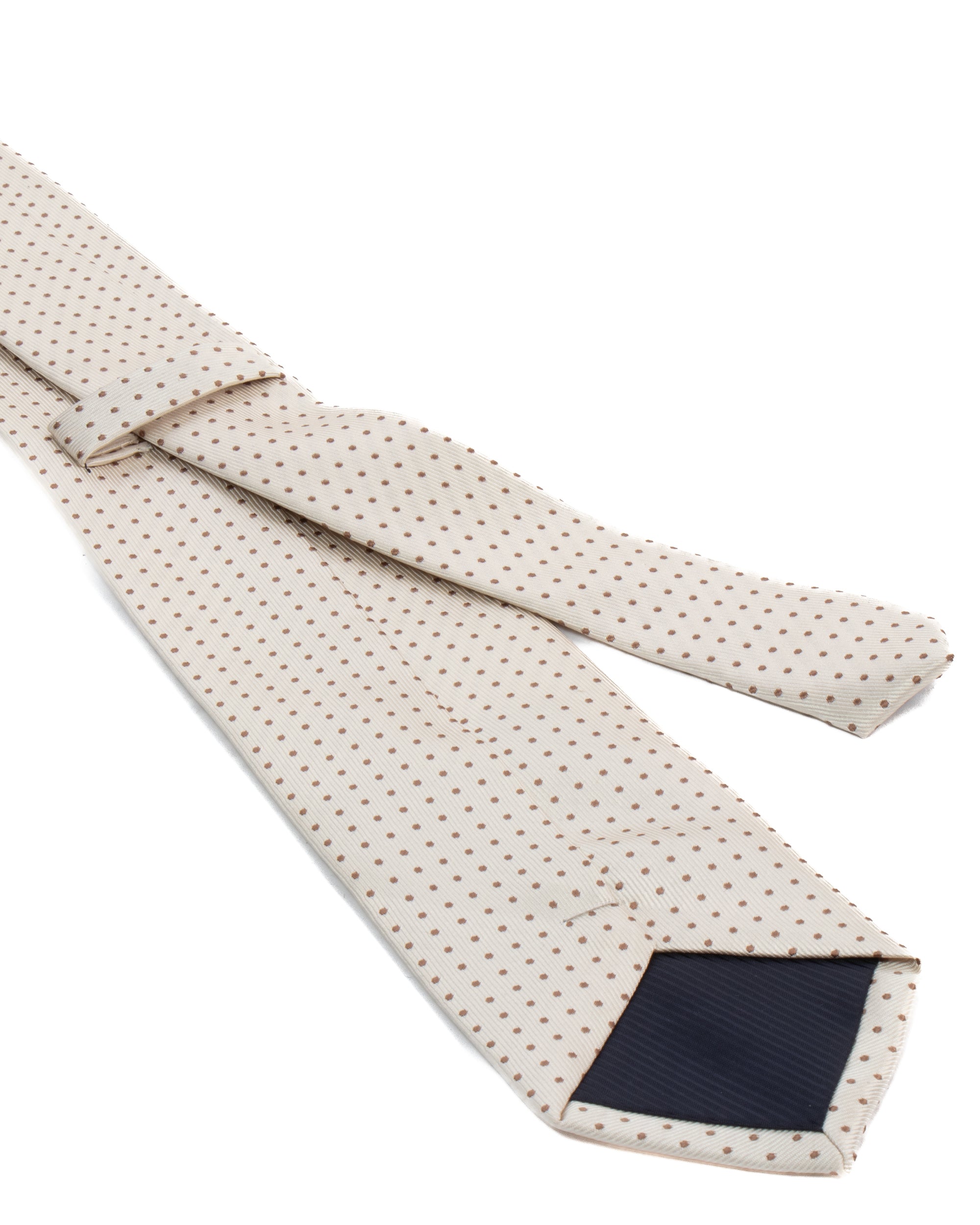 Cravatta uomo unisex slim in seta con micro pois a contrasto trama twill panna GIOSAL-CP1187A