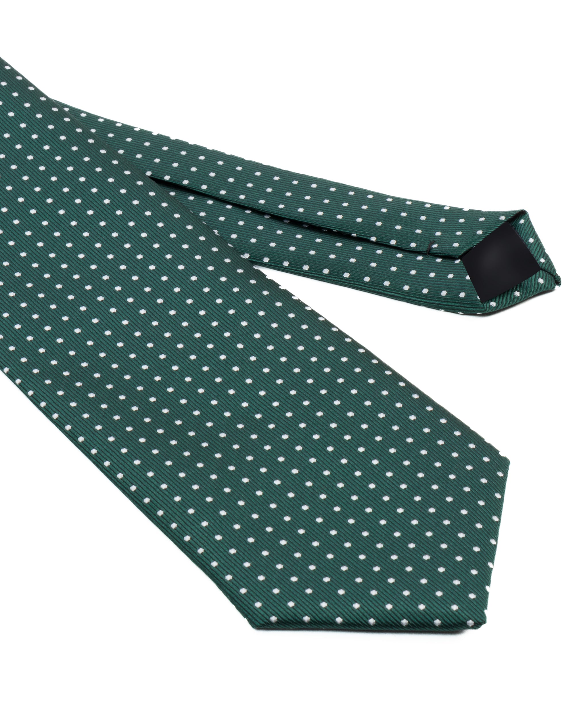 Cravatta uomo unisex slim in seta con micro pois a contrasto trama twill verde GIOSAL-CP1188A