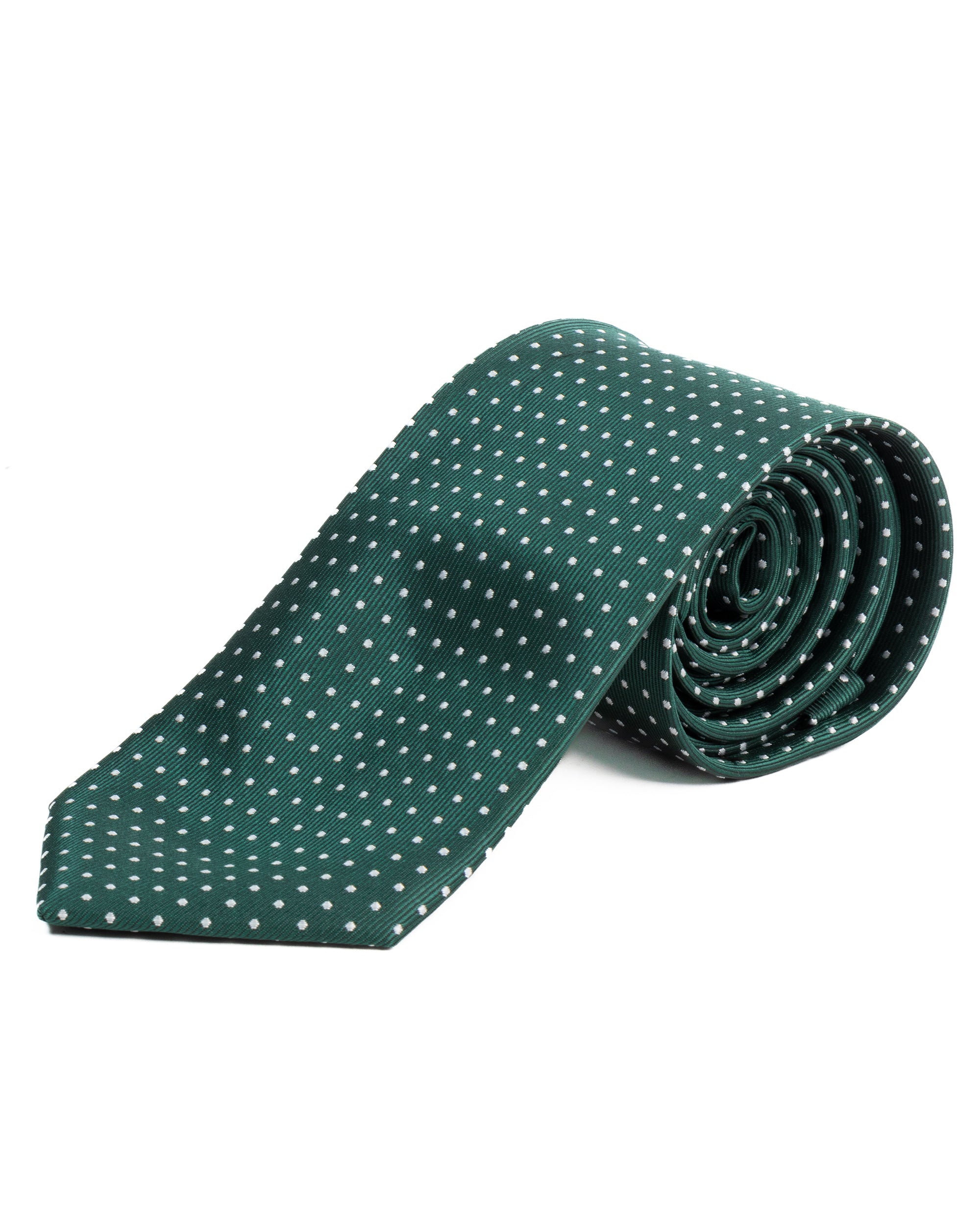 Cravatta uomo unisex slim in seta con micro pois a contrasto trama twill verde GIOSAL-CP1188A