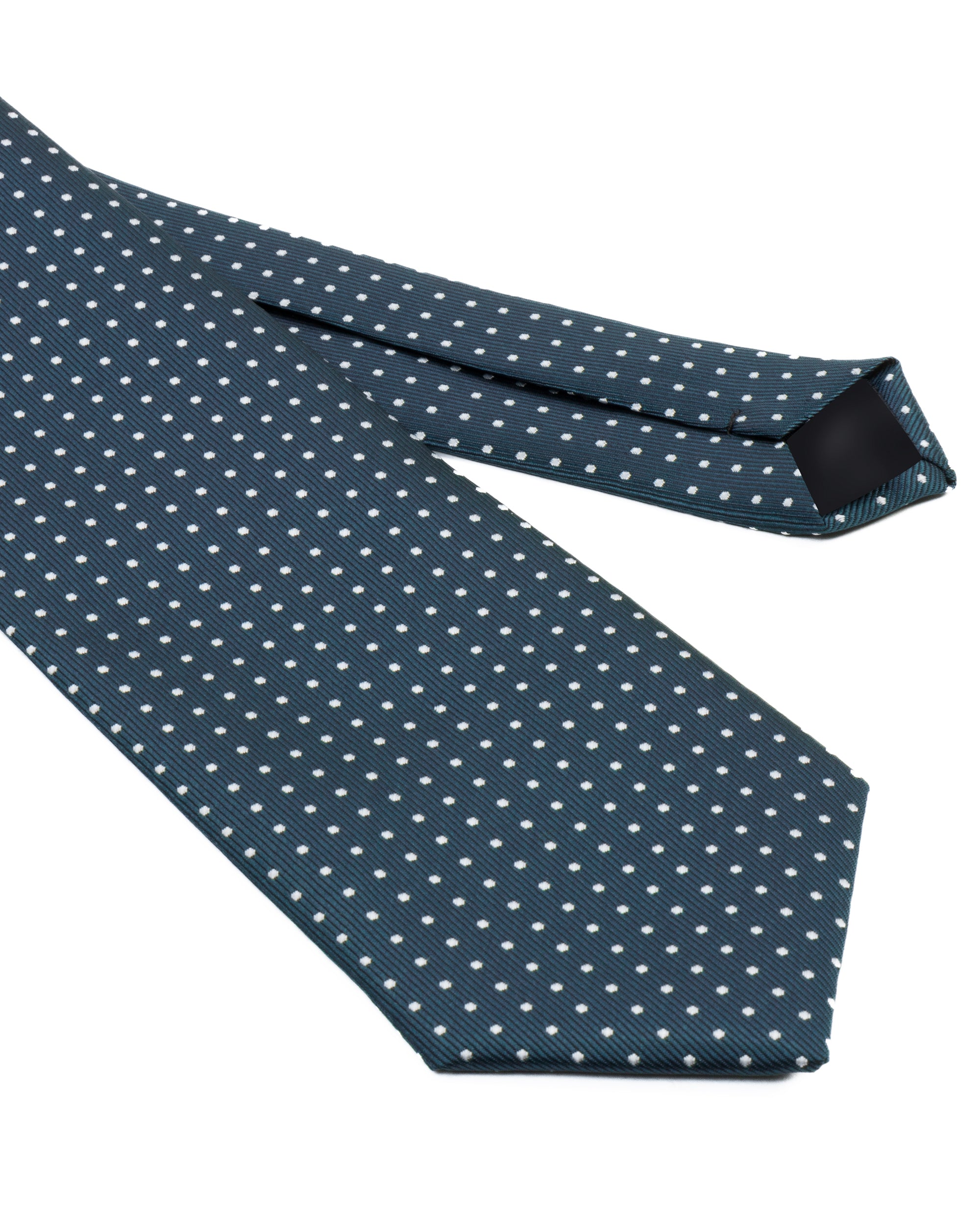 Cravatta uomo unisex slim in seta con micro pois a contrasto trama twill petrolio GIOSAL-CP1189A