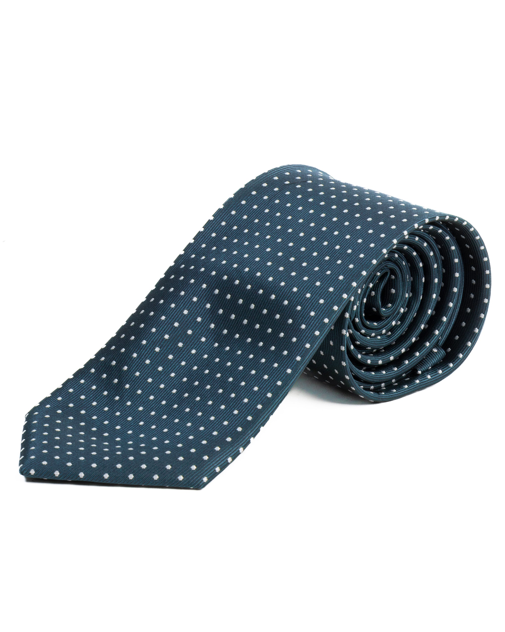 Cravatta uomo unisex slim in seta con micro pois a contrasto trama twill petrolio GIOSAL-CP1189A