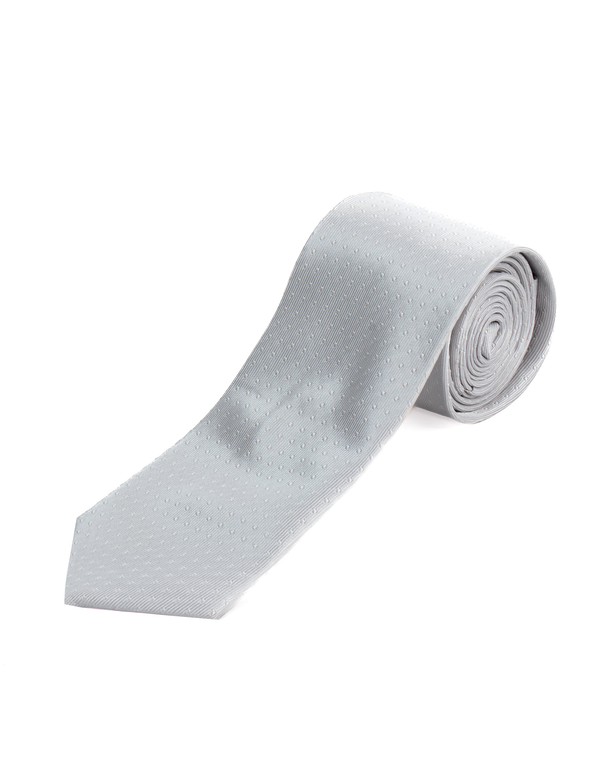 Cravatta uomo unisex slim in seta con micro pois jacquard trama twill bianco GIOSAL-CP1190A
