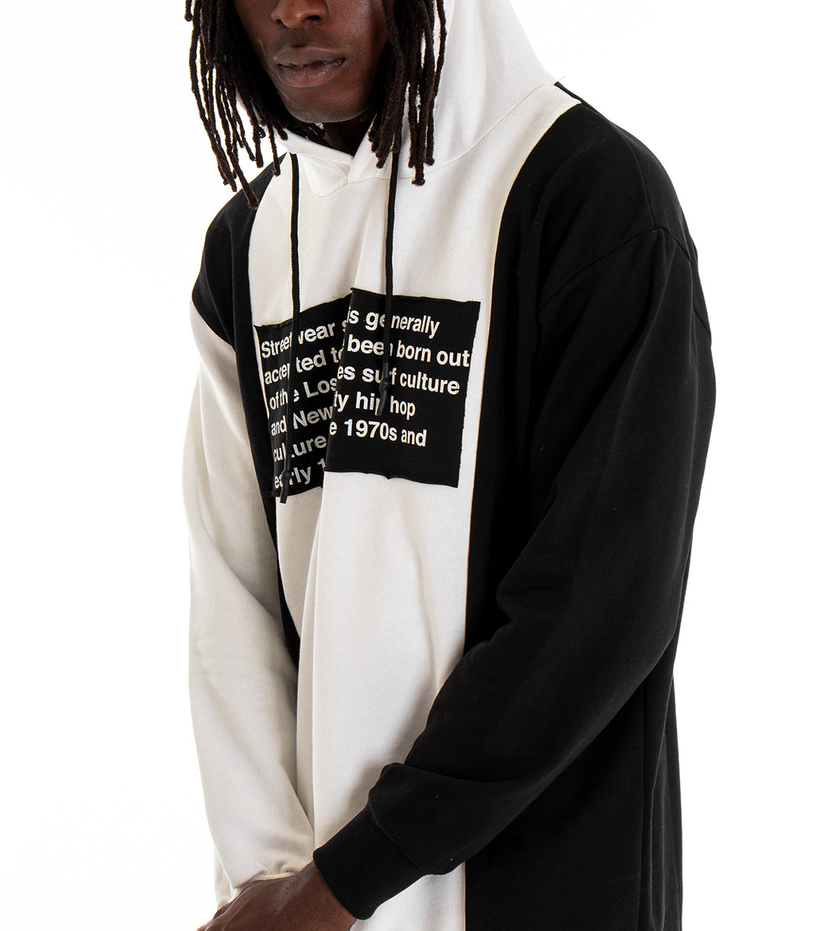 Men's Sweatshirt With Hood Two-tone White Regular Fit Jersey GIOSAL-F2679A