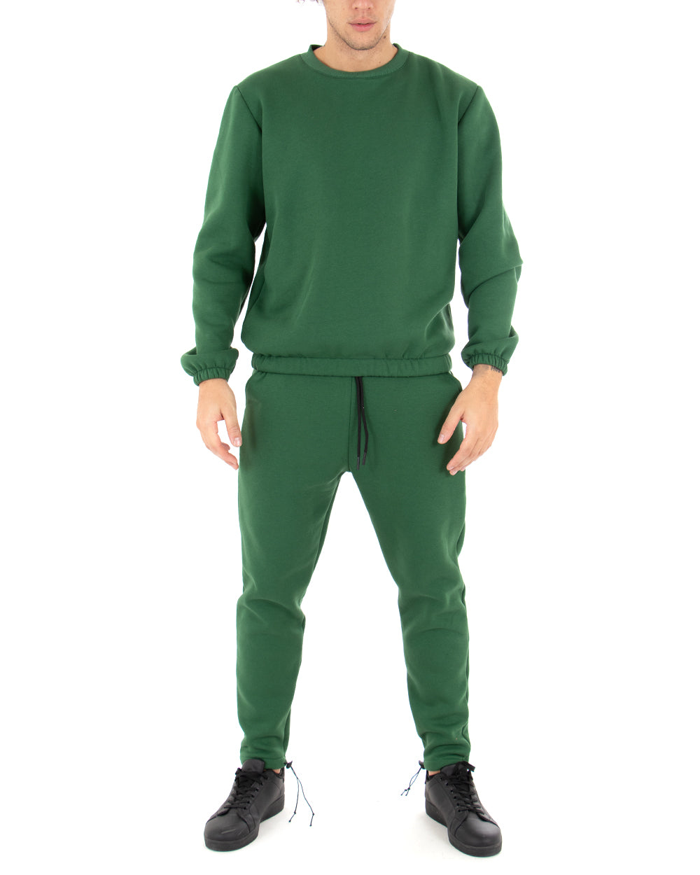 Men's Crewneck Sweatshirt Basic Sweatshirt Solid Color Green Regular Fit GIOSAL-F2878A