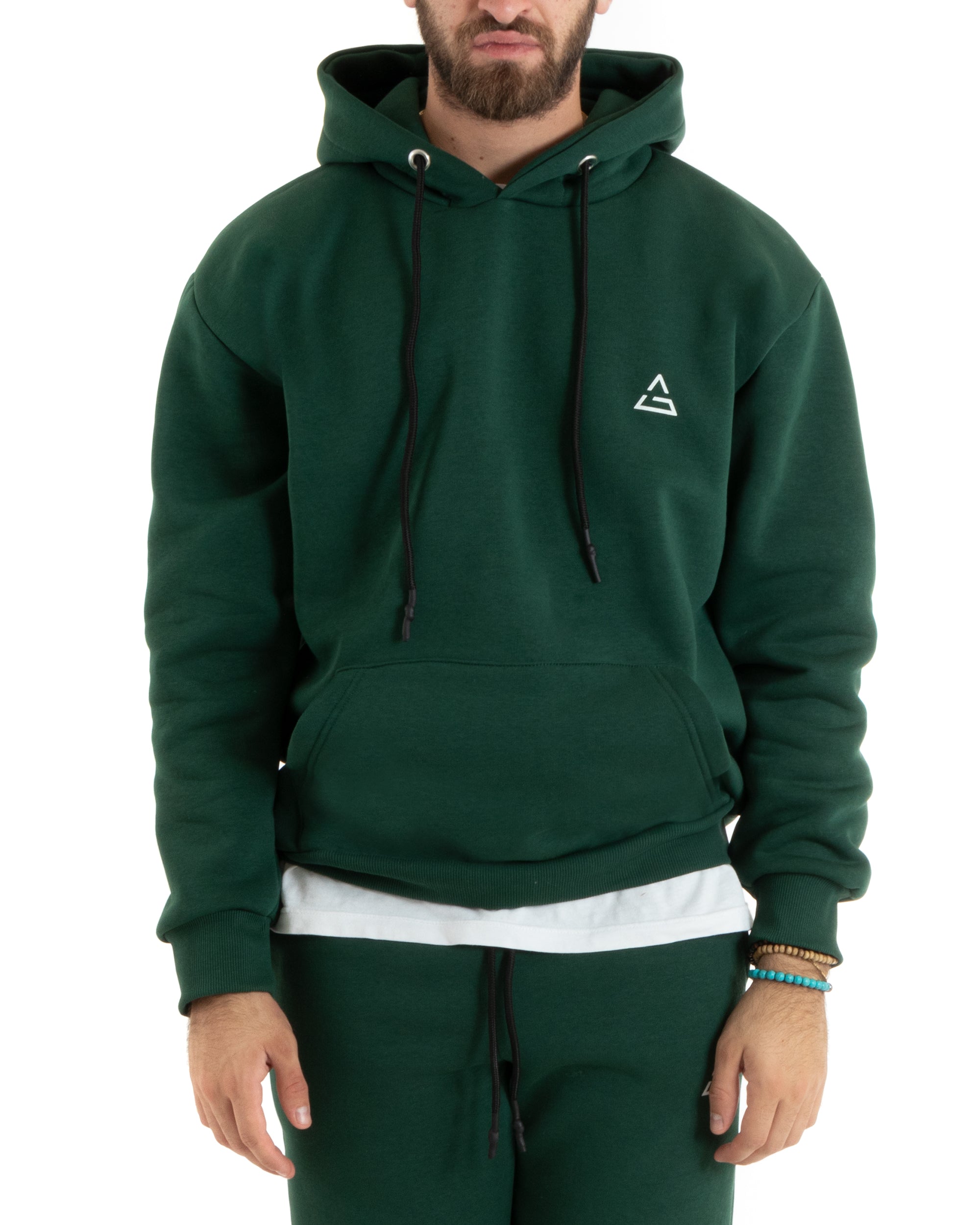 Men's Hooded Sweatshirt Basic Sweatshirt Solid Color Green Regular Fit GIOSAL-F2883A