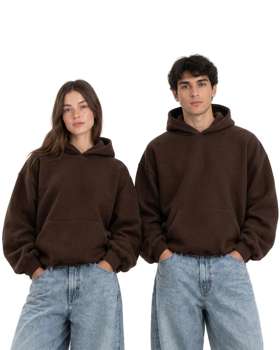 Men's Boxy Fit Basic Hoodie Comfortable Solid Color Bordeaux GIOSAL-F3005A
