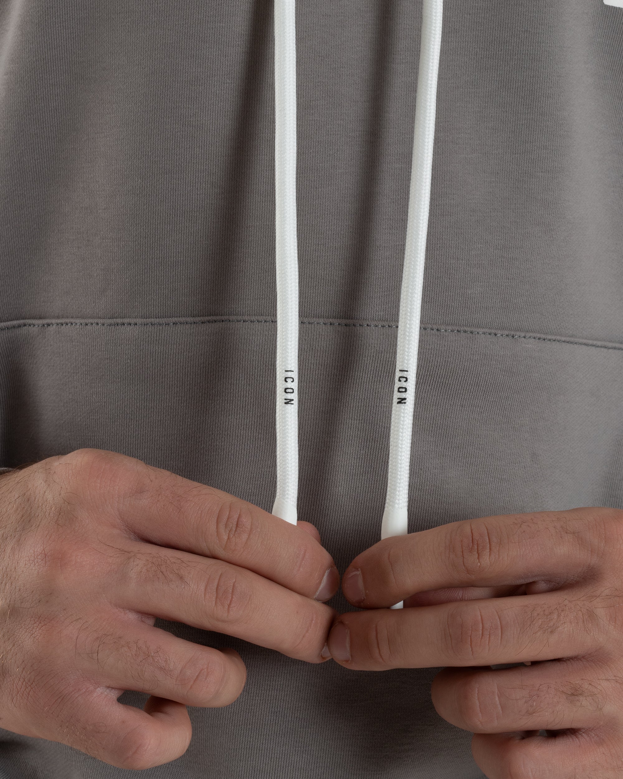 Felpa Uomo Cappuccio Marsupio Stampa Regular Fit Basic Grigio ICON ICUF2W6F005