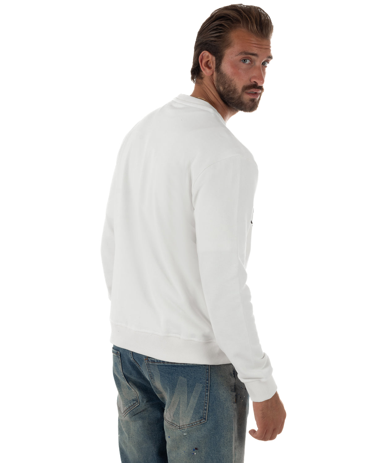 Maglia felpa uomo a girocollo con stampa logo sul davanti