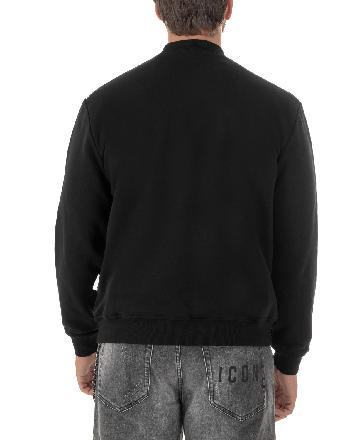 Felpa nera uomo dal design casual e contemporaneo