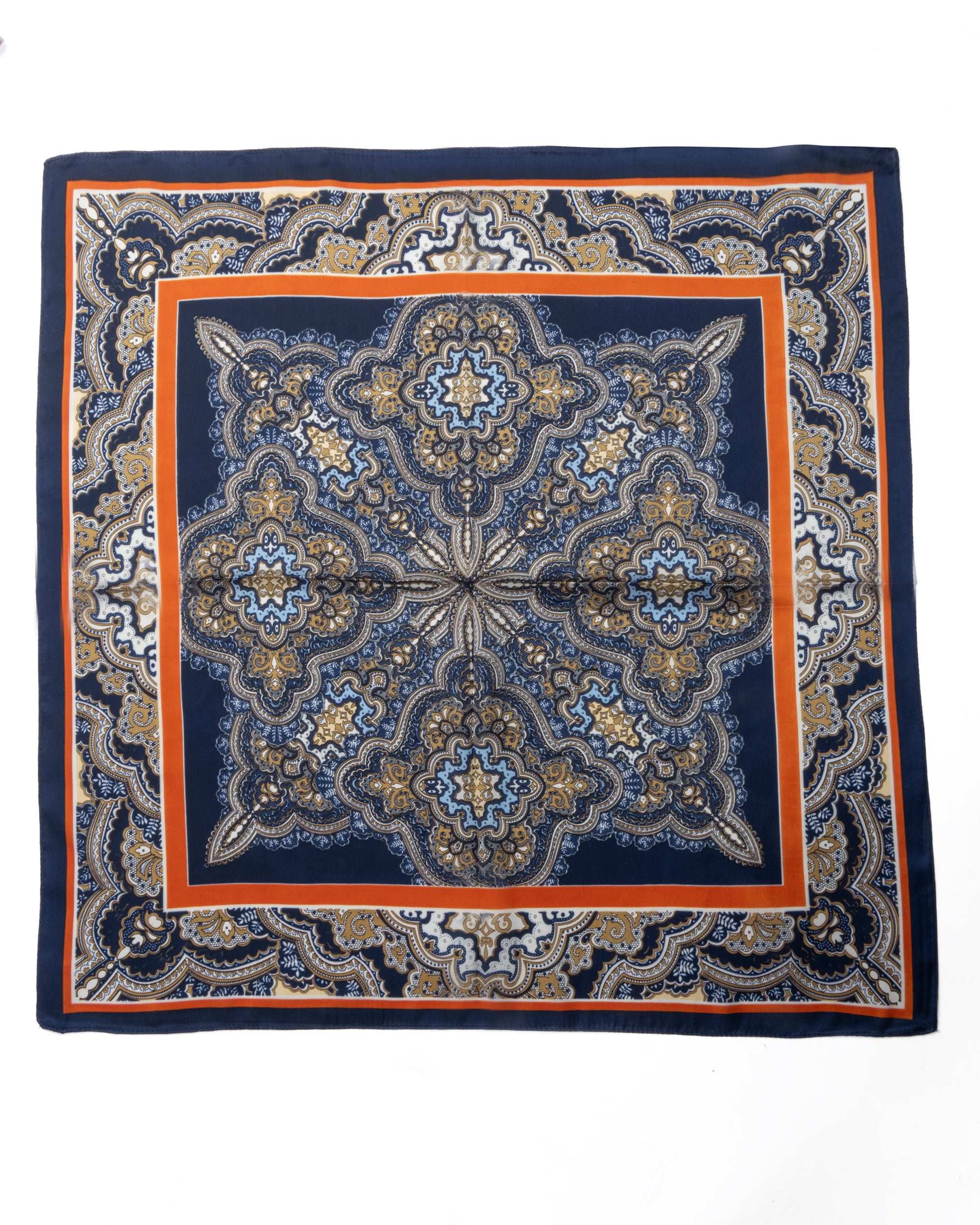 Foulard uomo unisex bandana paisley medaglione bordo doppio satinato blu GIOSAL-FD1002A