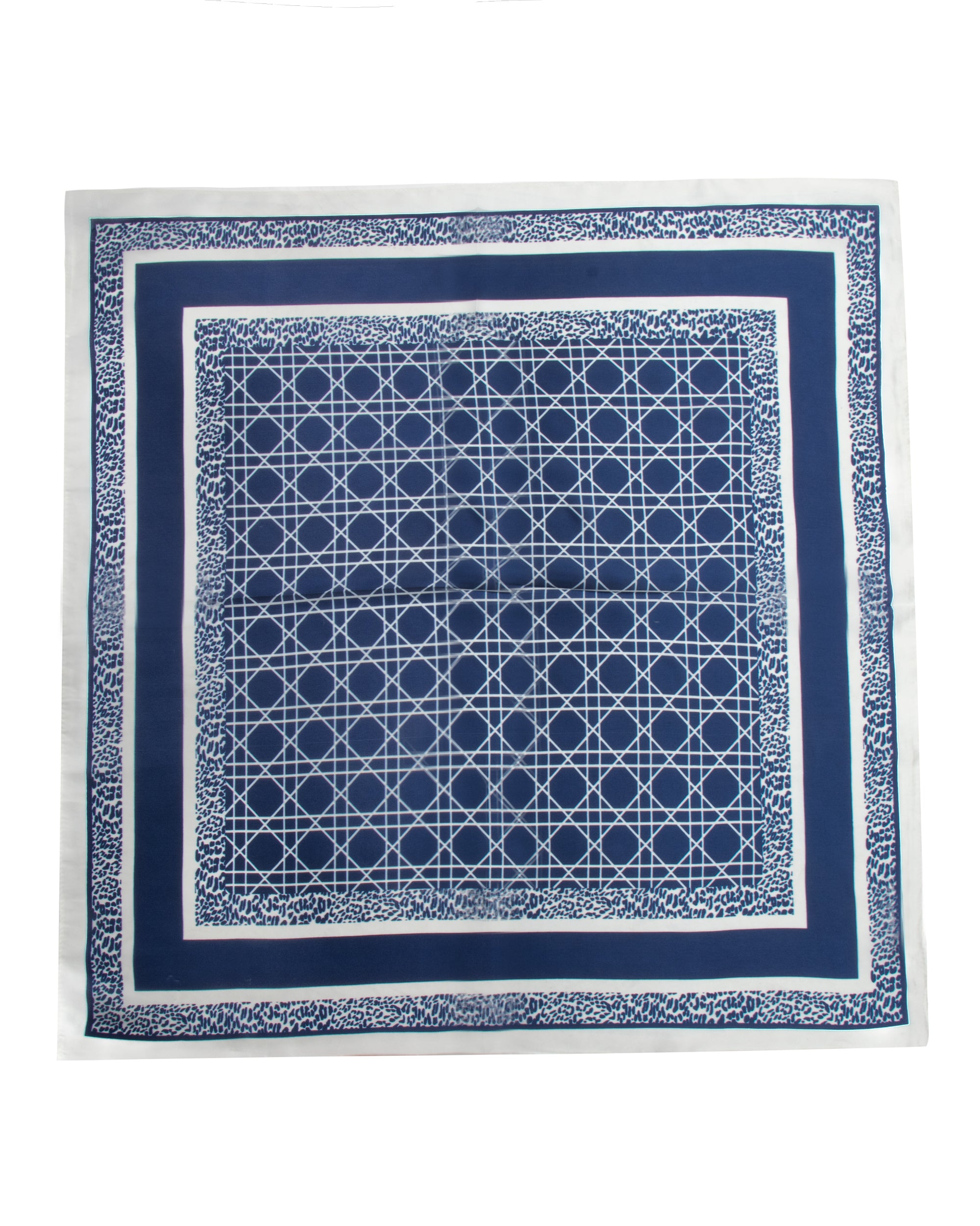 Foulard uomo unisex bandana geometrico reticolo cannage bordo leopardato chevron blu GIOSAL-FD1003A