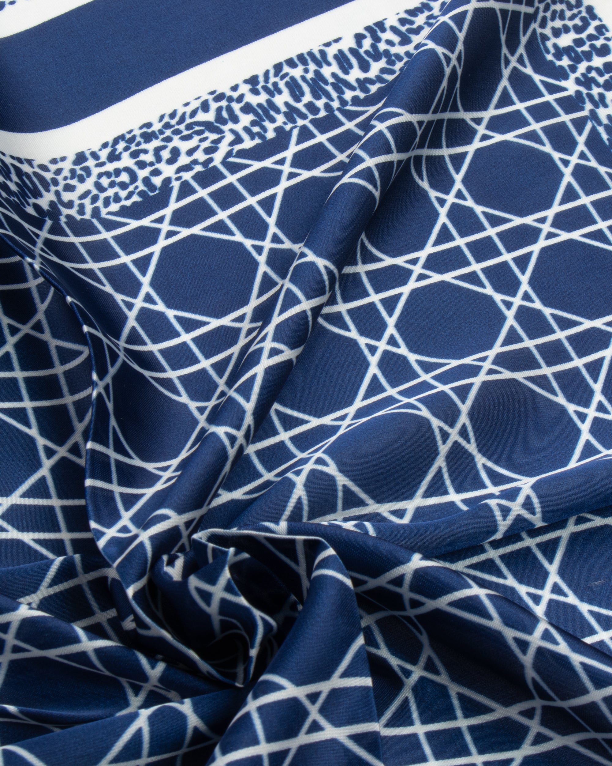 Foulard uomo unisex bandana geometrico reticolo cannage bordo leopardato chevron blu GIOSAL-FD1003A