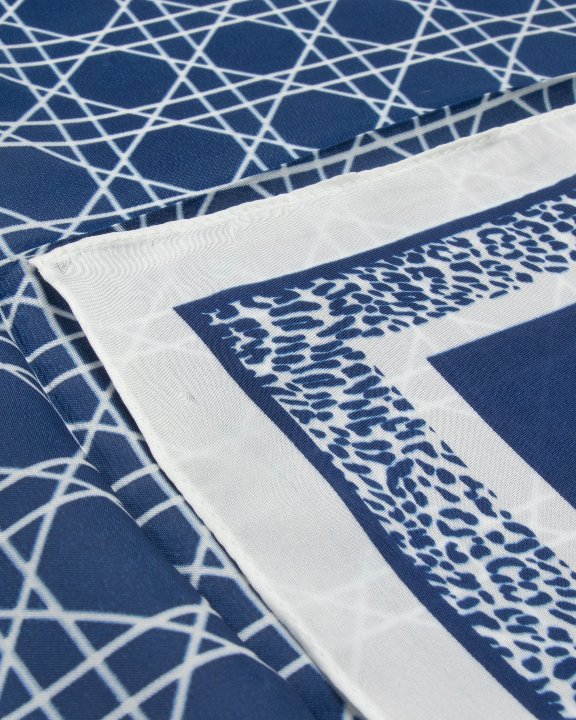 Foulard uomo unisex bandana geometrico reticolo cannage bordo leopardato chevron blu GIOSAL-FD1003A