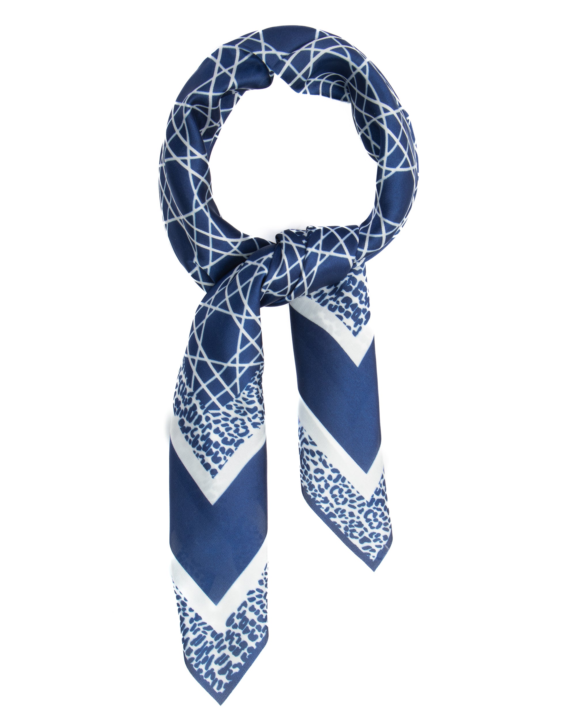 Foulard uomo unisex bandana geometrico reticolo cannage bordo leopardato chevron blu GIOSAL-FD1003A