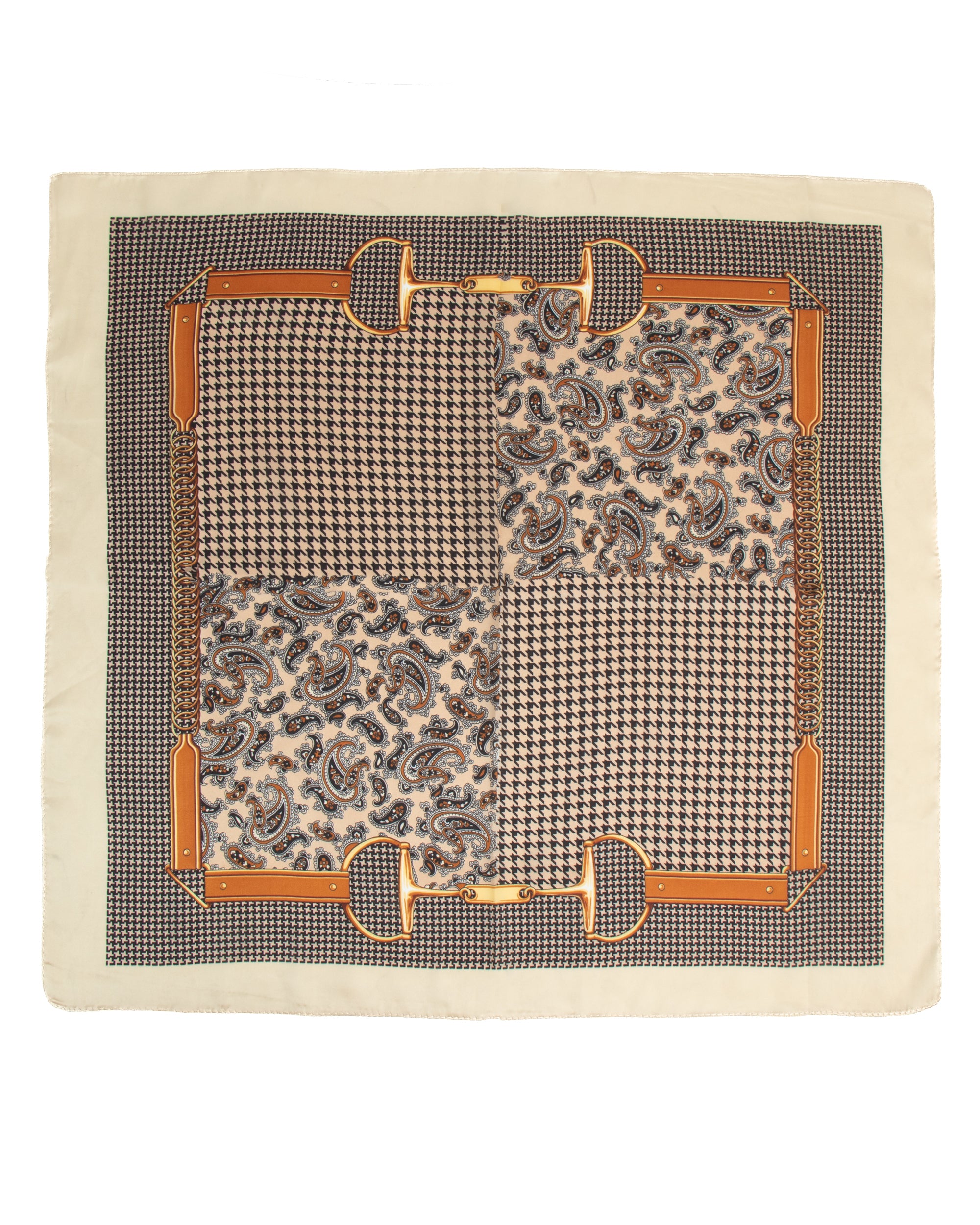 Foulard uomo unisex bandana pied-de-poule paisley bordo satinato beige GIOSAL-FD1004A