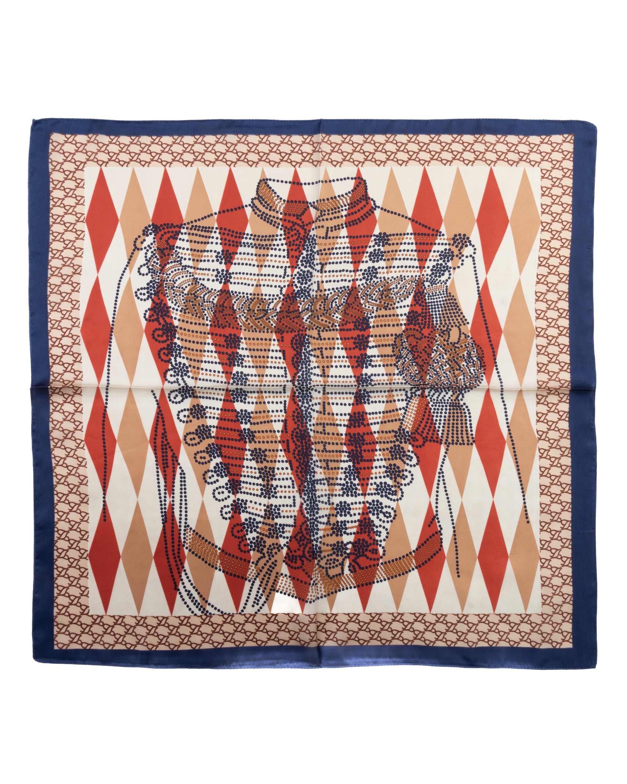 Foulard uomo unisex bandana fantino rombi bordo satinato beige GIOSAL-FD1007A