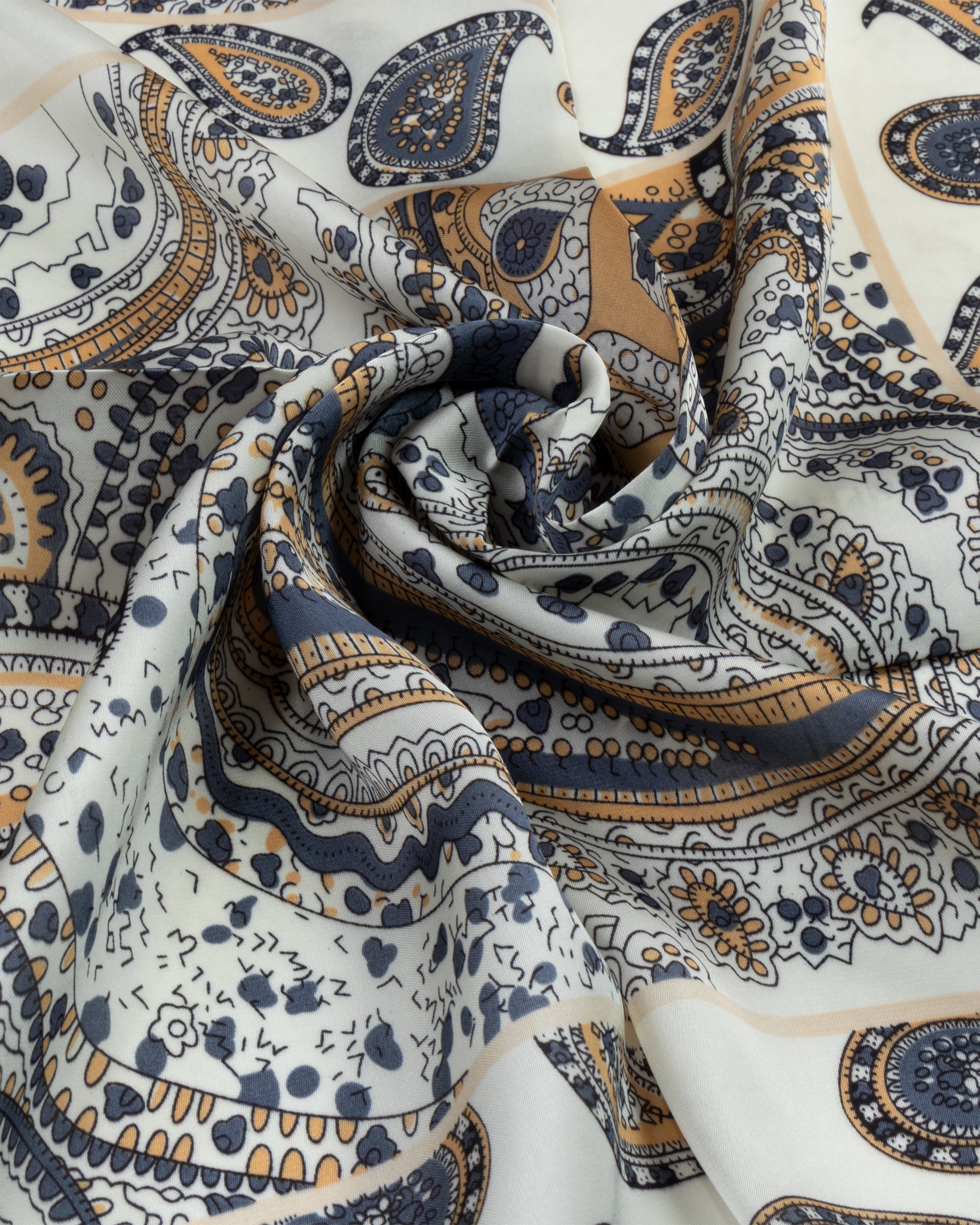 Foulard uomo unisex bandana paisley micro-dettagli bordo satinato bianco GIOSAL-FD1009A