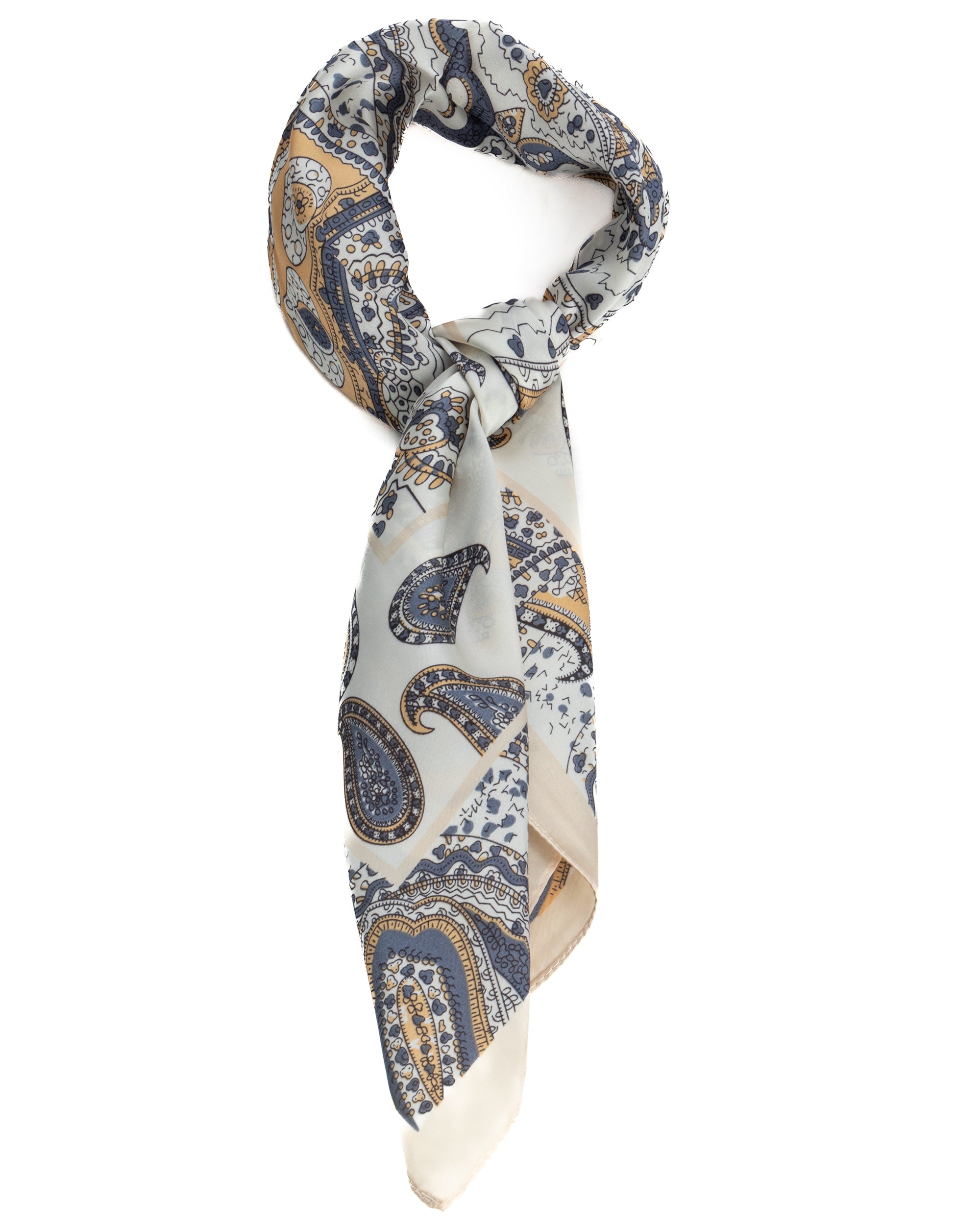 Foulard uomo unisex bandana paisley micro-dettagli bordo satinato bianco GIOSAL-FD1009A