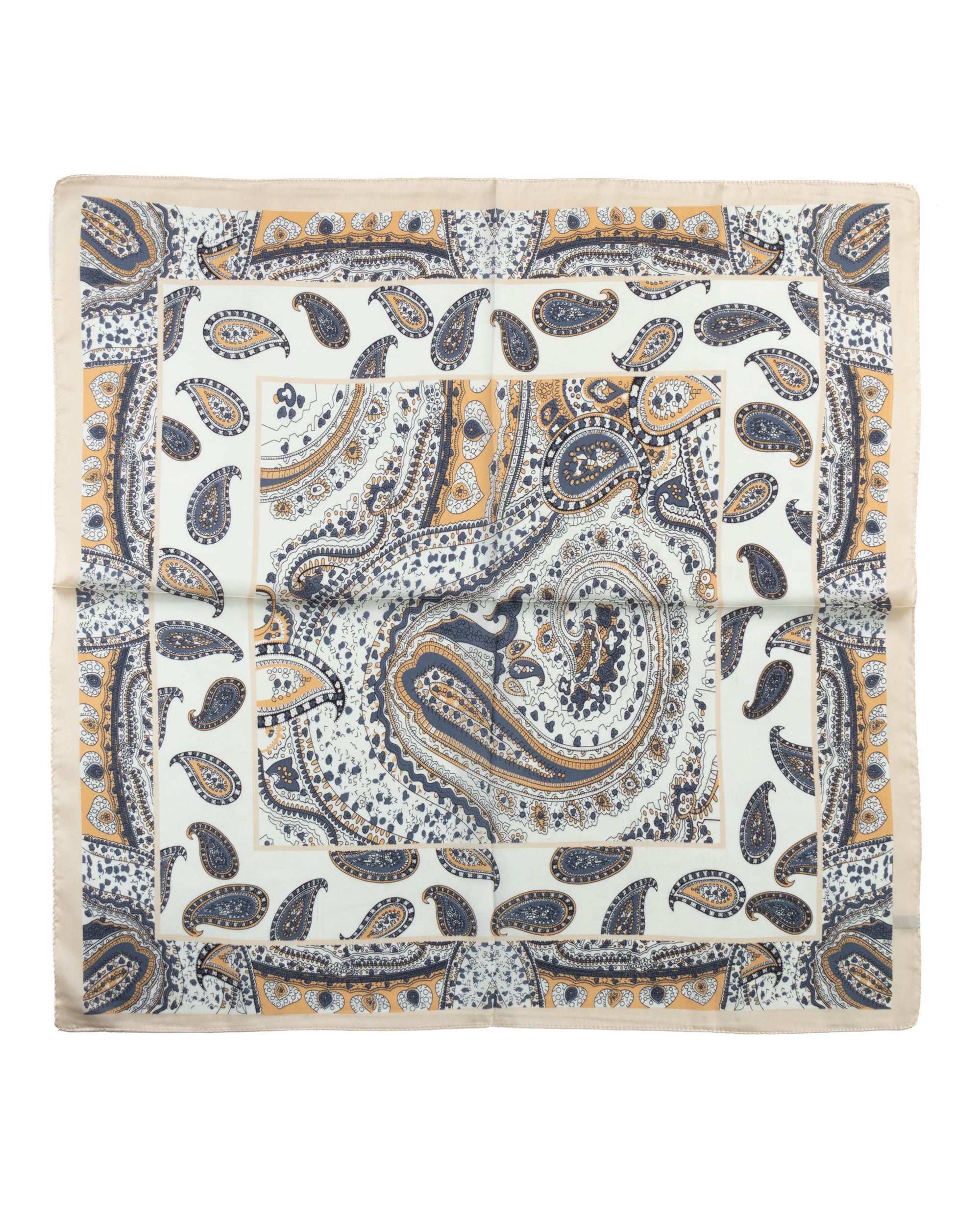 Foulard uomo unisex bandana paisley micro-dettagli bordo satinato bianco GIOSAL-FD1009A