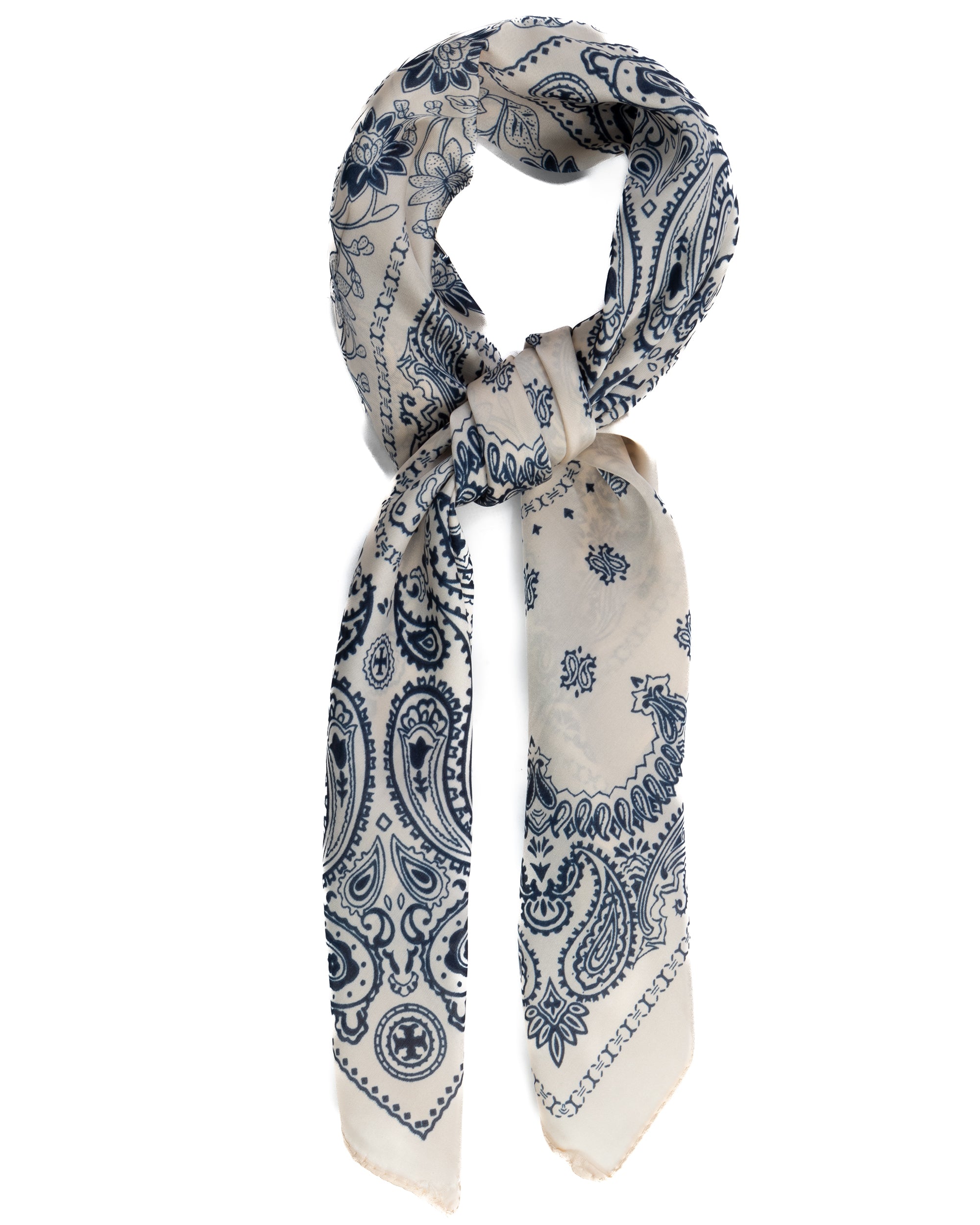 Foulard uomo unisex bandana paisley quattro quadranti croce floreale bianco GIOSAL-FD1010A