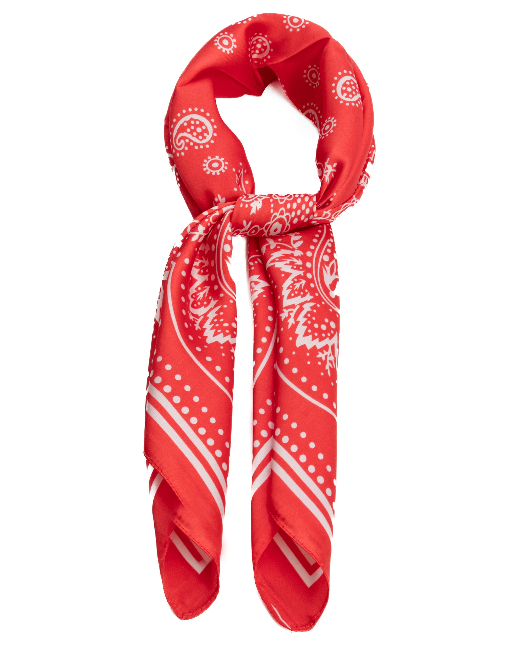 Foulard uomo unisex bandana paisley medaglione simmetrico bordo satinato rosso GIOSAL-FD1012A