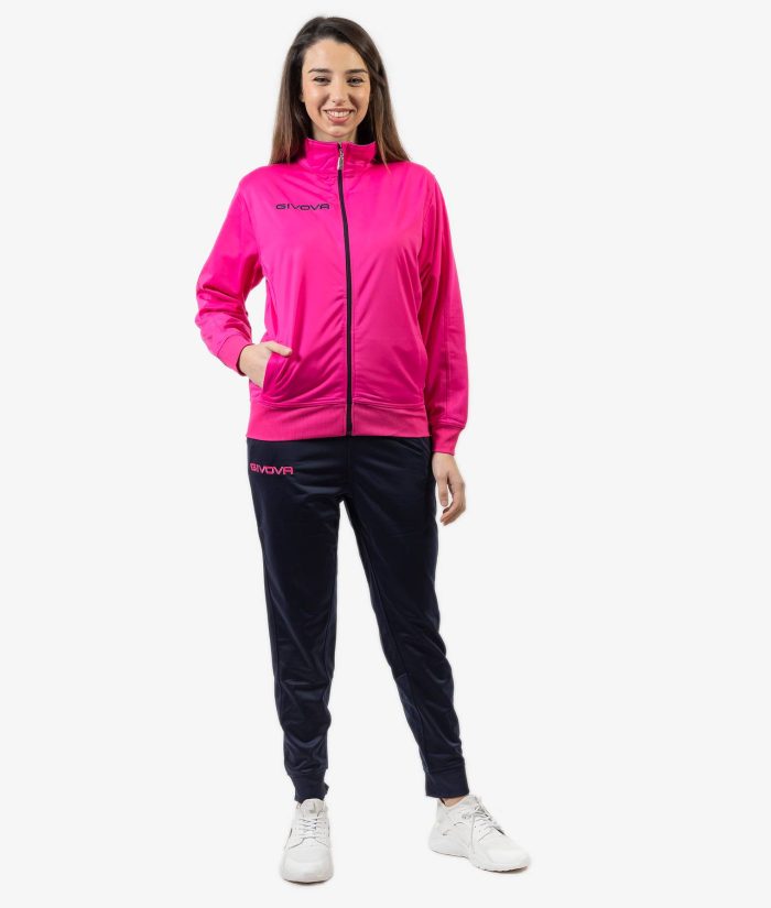 Tuta GIVOVA TORINO FUXIA BLU Triacetato Set Unisex Sportivo Da Ginnastica Felpa Con Zip Pantaloni Tracksuit Bicolore GIOSAL