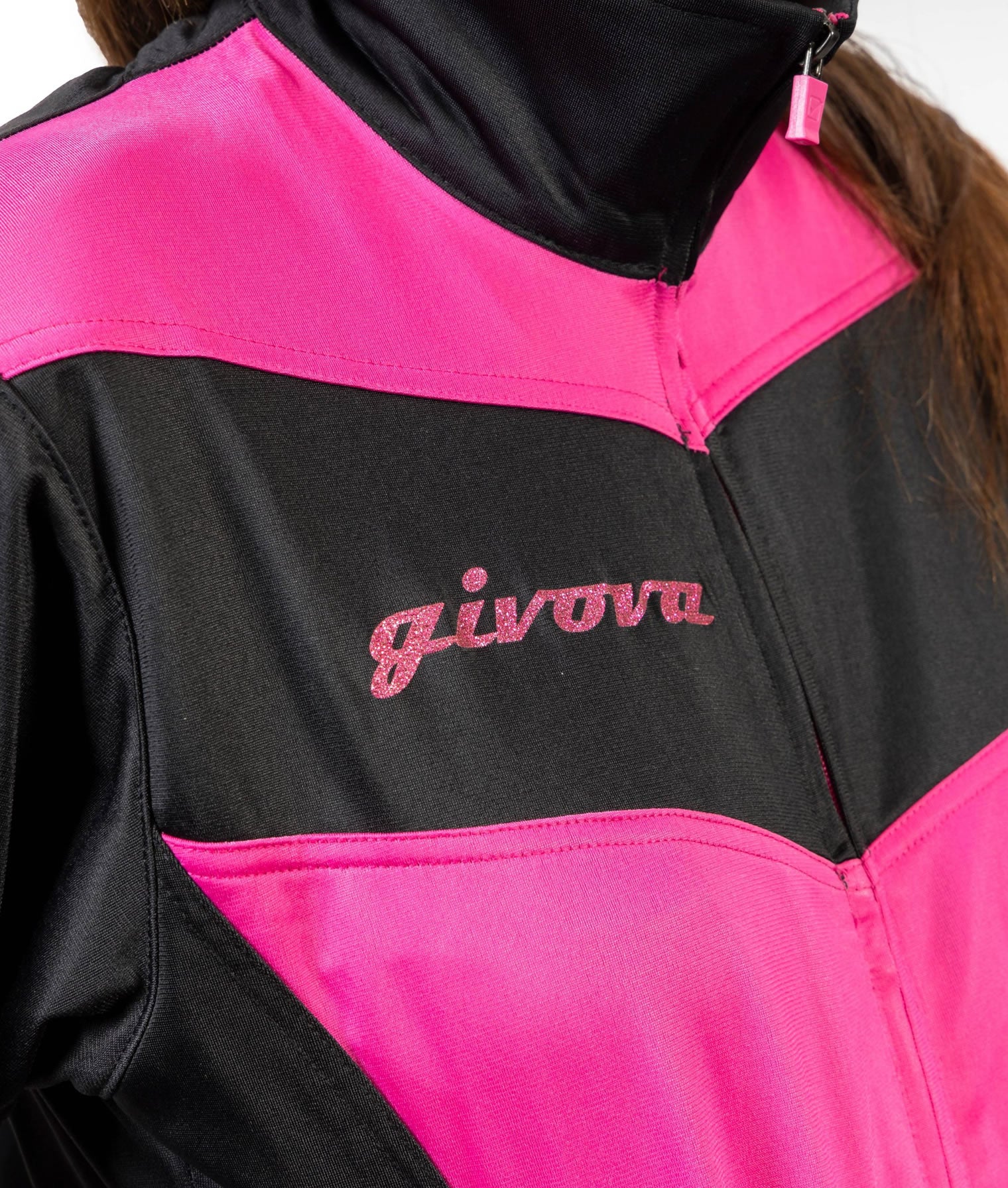 Tuta GIVOVA VISA LUXURY FUXIA NERO Triacetato Set Unisex Sportivo Da Ginnastica Felpa Con Zip Pantaloni Tracksuit GIOSAL