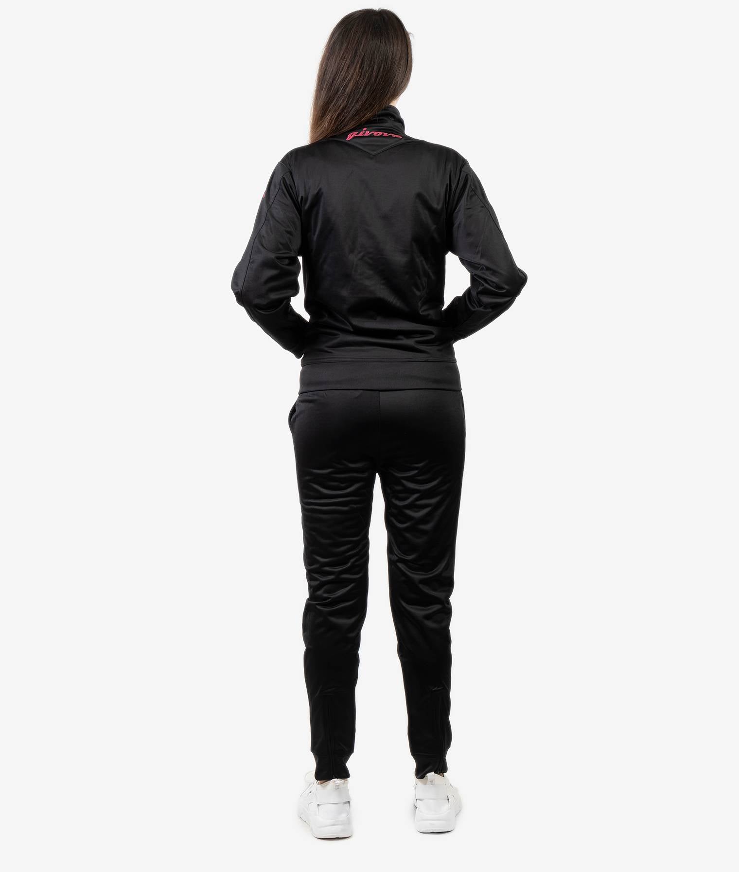 Tuta GIVOVA VISA LUXURY FUXIA NERO Triacetato Set Unisex Sportivo Da Ginnastica Felpa Con Zip Pantaloni Tracksuit GIOSAL