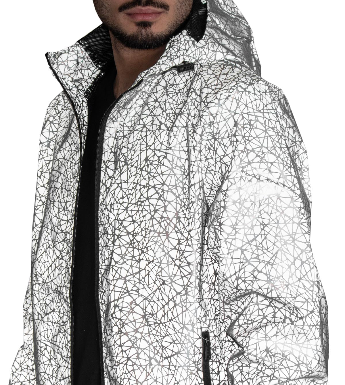 Men's Jacket Windbreaker Reflective Pattern Reflective Print Reflective Hood GIOSAL
