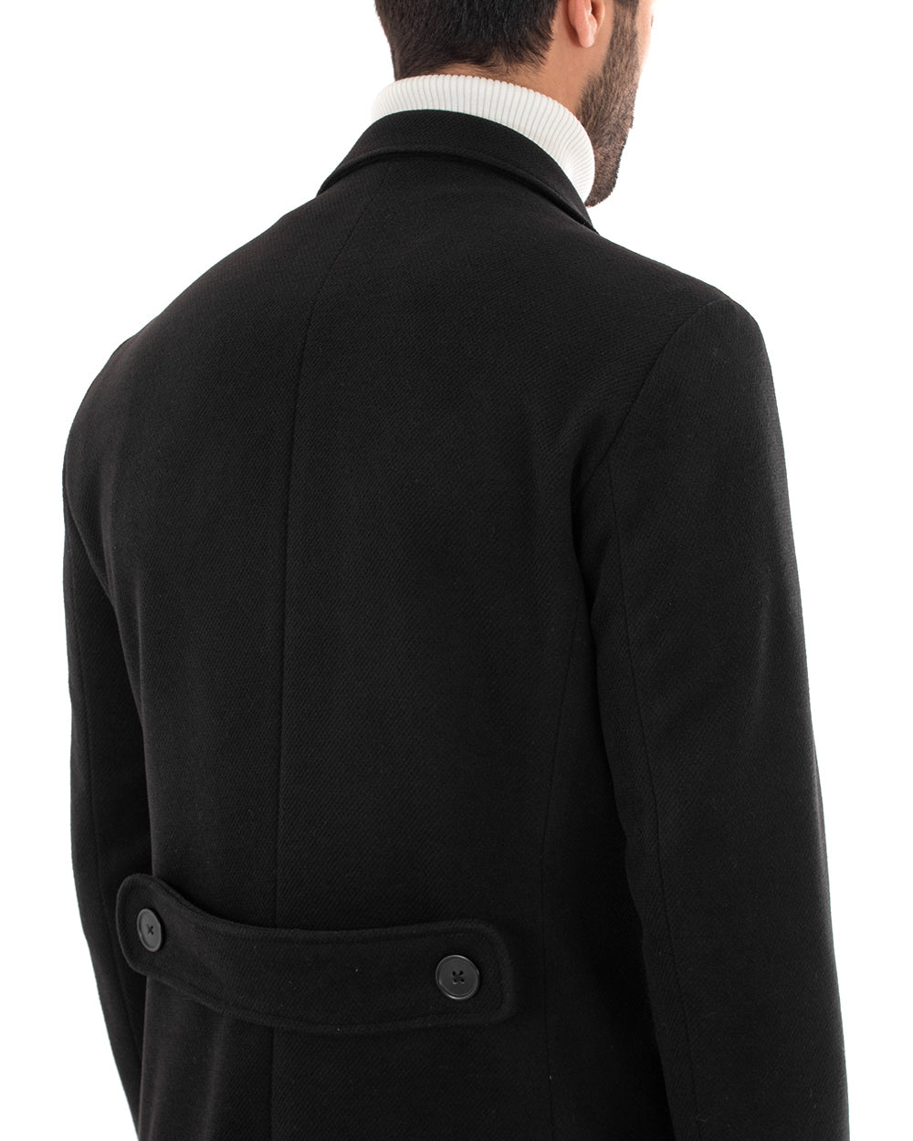 Cappotto Doppiopetto Uomo Giaccone Con Colletto Nero Elegante GIOSAL-G2756A