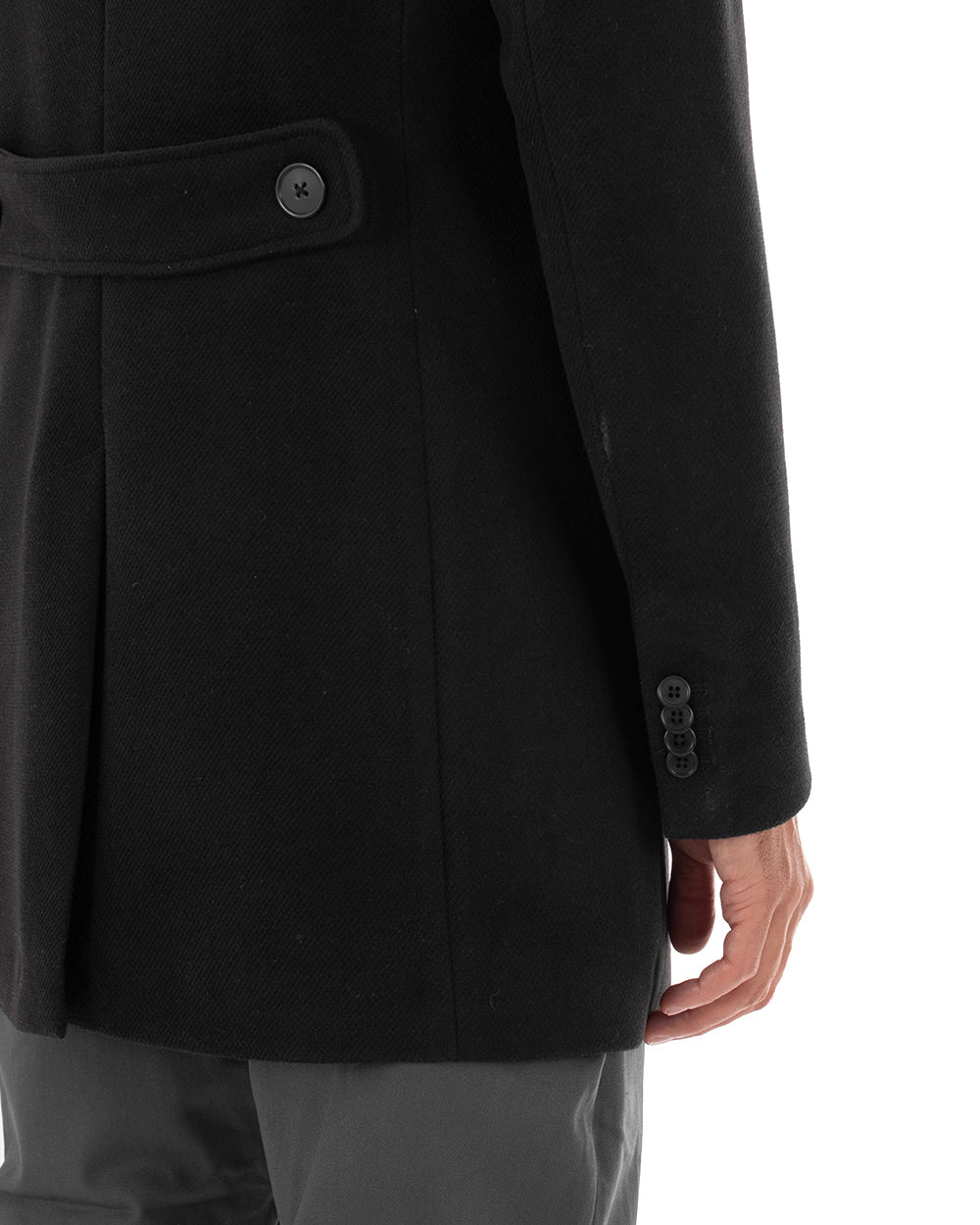 Cappotto Doppiopetto Uomo Giaccone Con Colletto Nero Elegante GIOSAL-G2756A