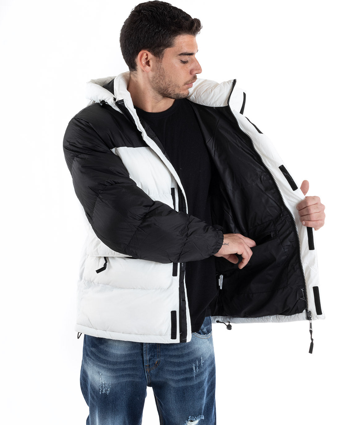 Giubbotto Uomo Bomber Caldo Con Cappuccio Puffer Imbottito Casual Bico