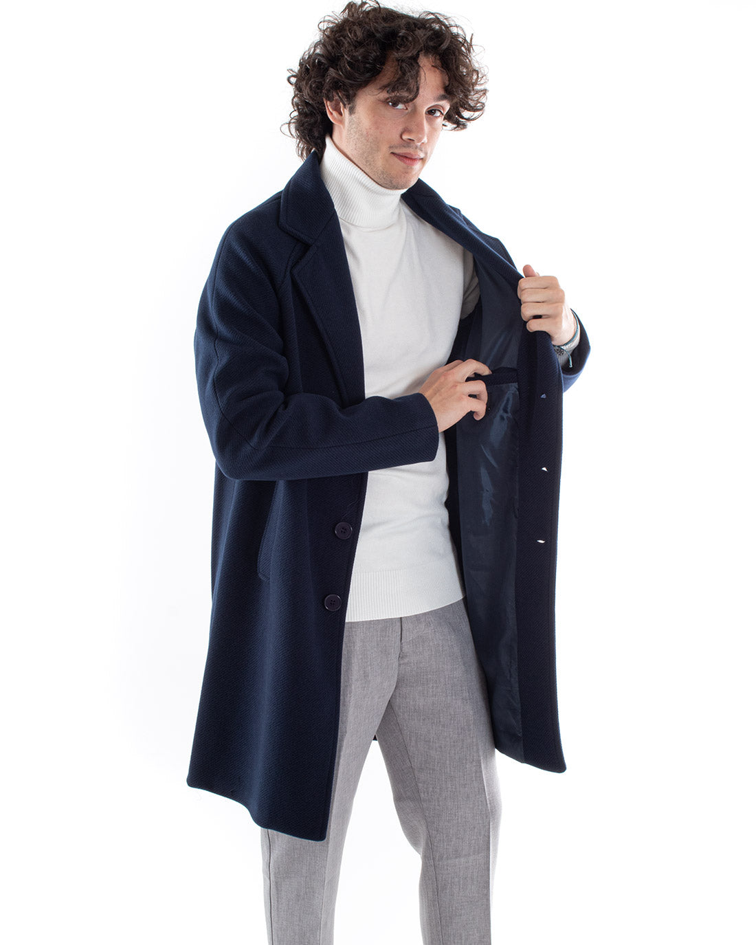 Coat Single-breasted Men's Jacket Oversize Blue Jacket Baronet Jacket GIOSAL-G2963A